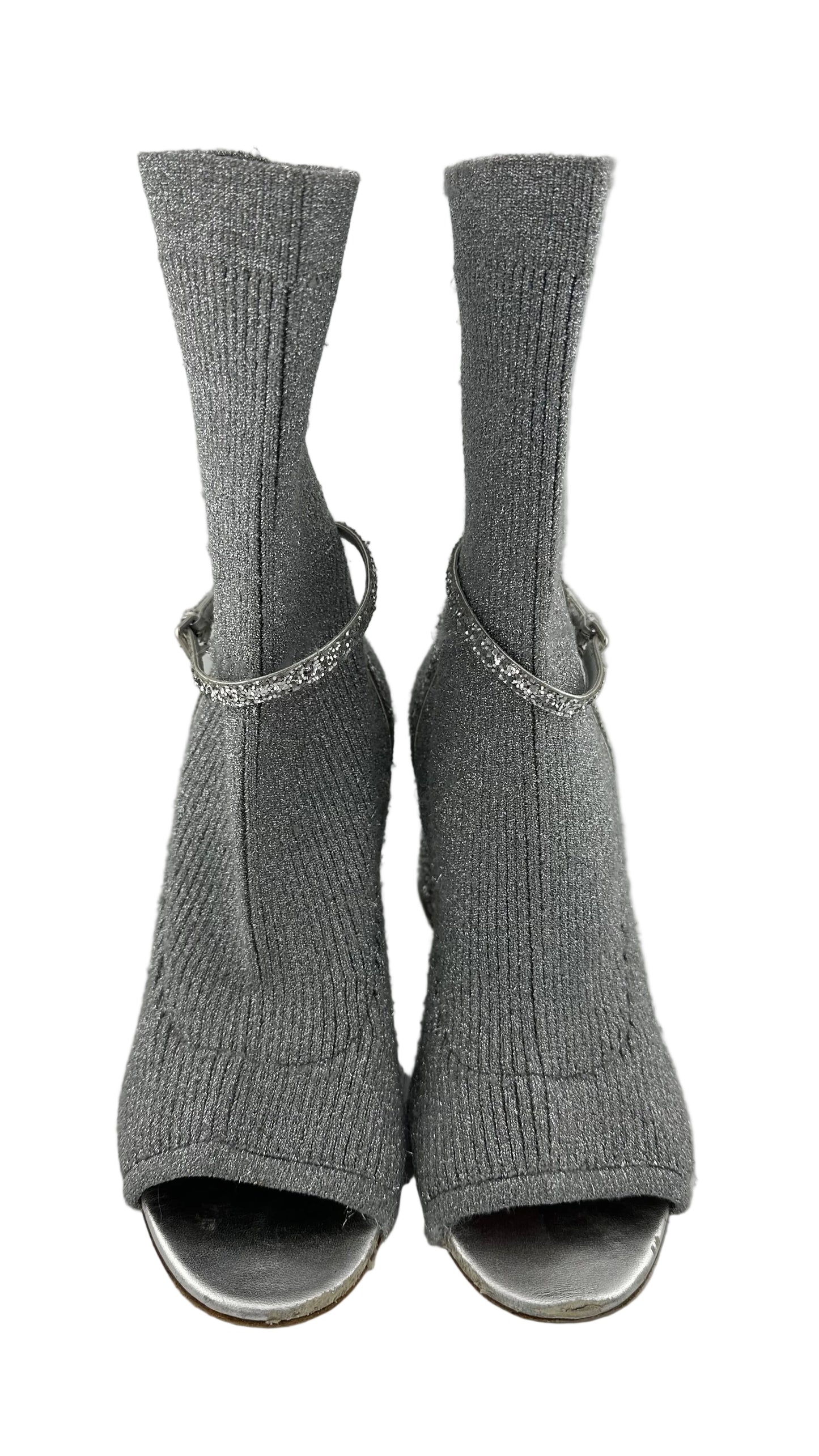 MIU MIU - Silver Sock Boot - 35.5