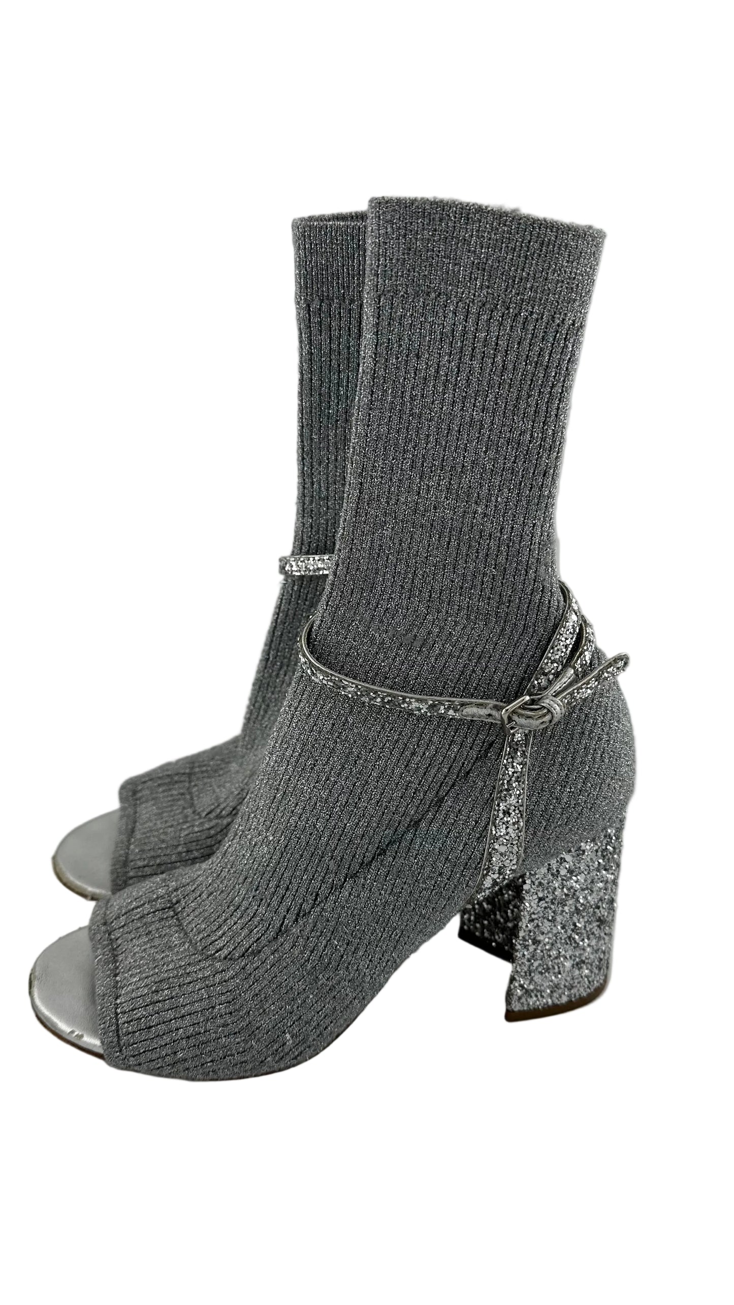 MIU MIU - Silver Sock Boot - 35.5