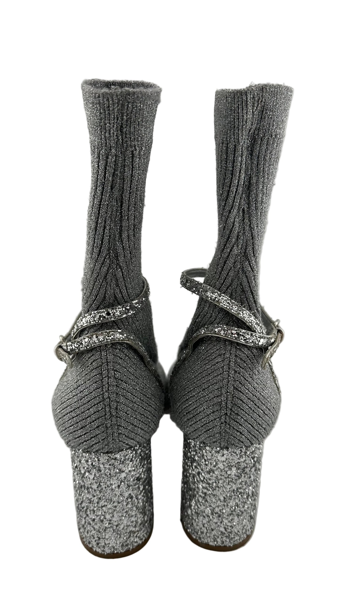 MIU MIU - Silver Sock Boot - 35.5