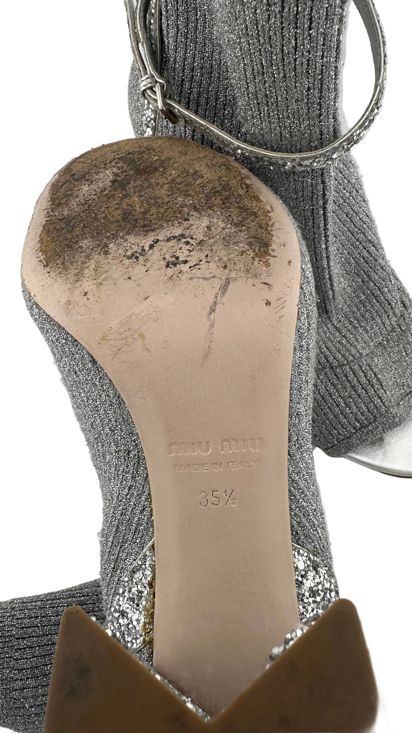 MIU MIU - Silver Sock Boot - 35.5