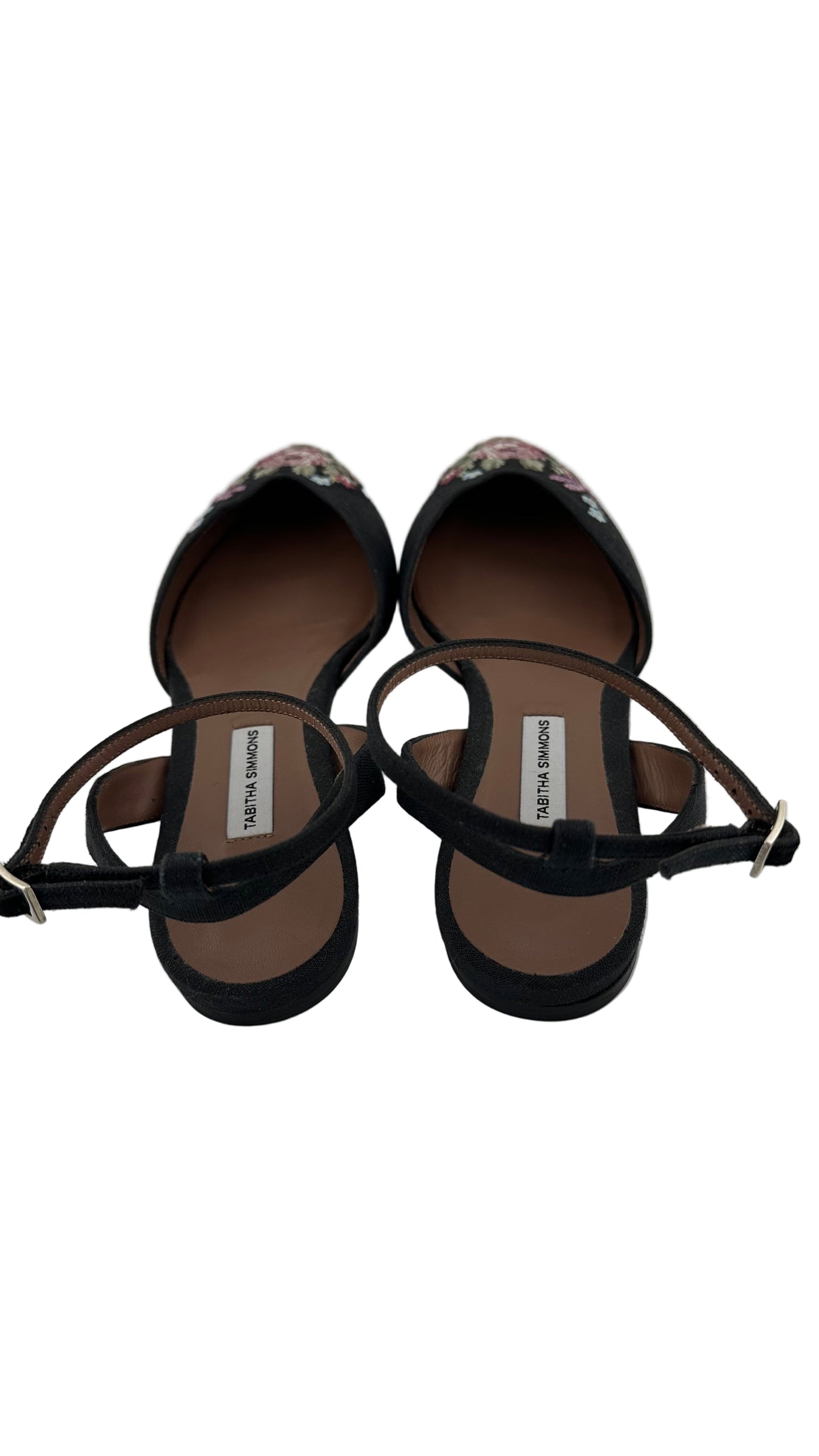 Tabitha Simmons - Black Floral Flats - 36.5