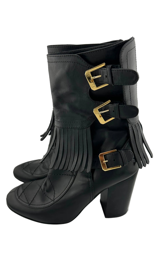 Laurence Dacade - Black Fringe Leather Boots - 37.5