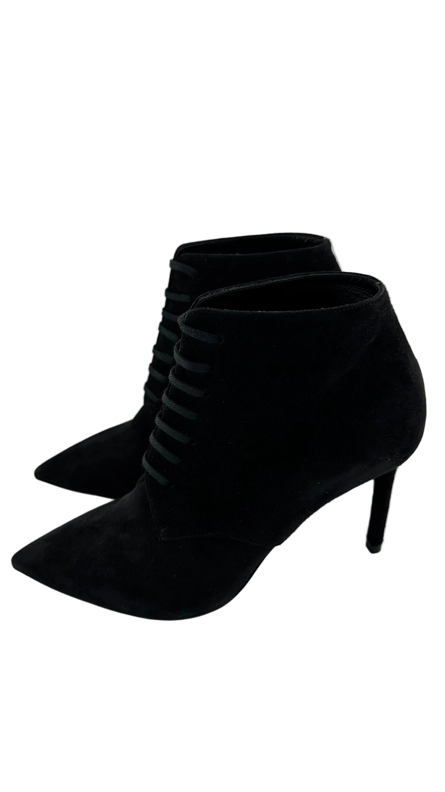 Saint Laurent - Black Suede Lace up Bootie - 6