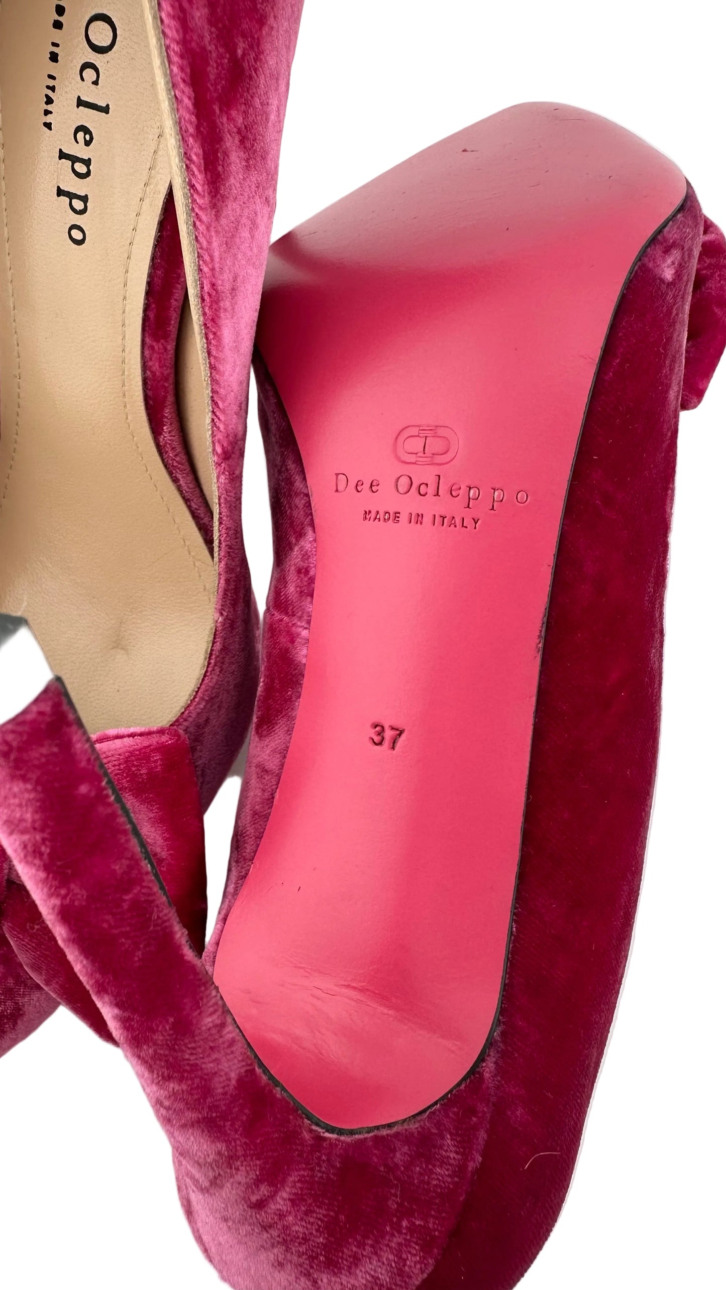 Dee Ocleppo - Hot Pink Velvet Bow Heels - 37