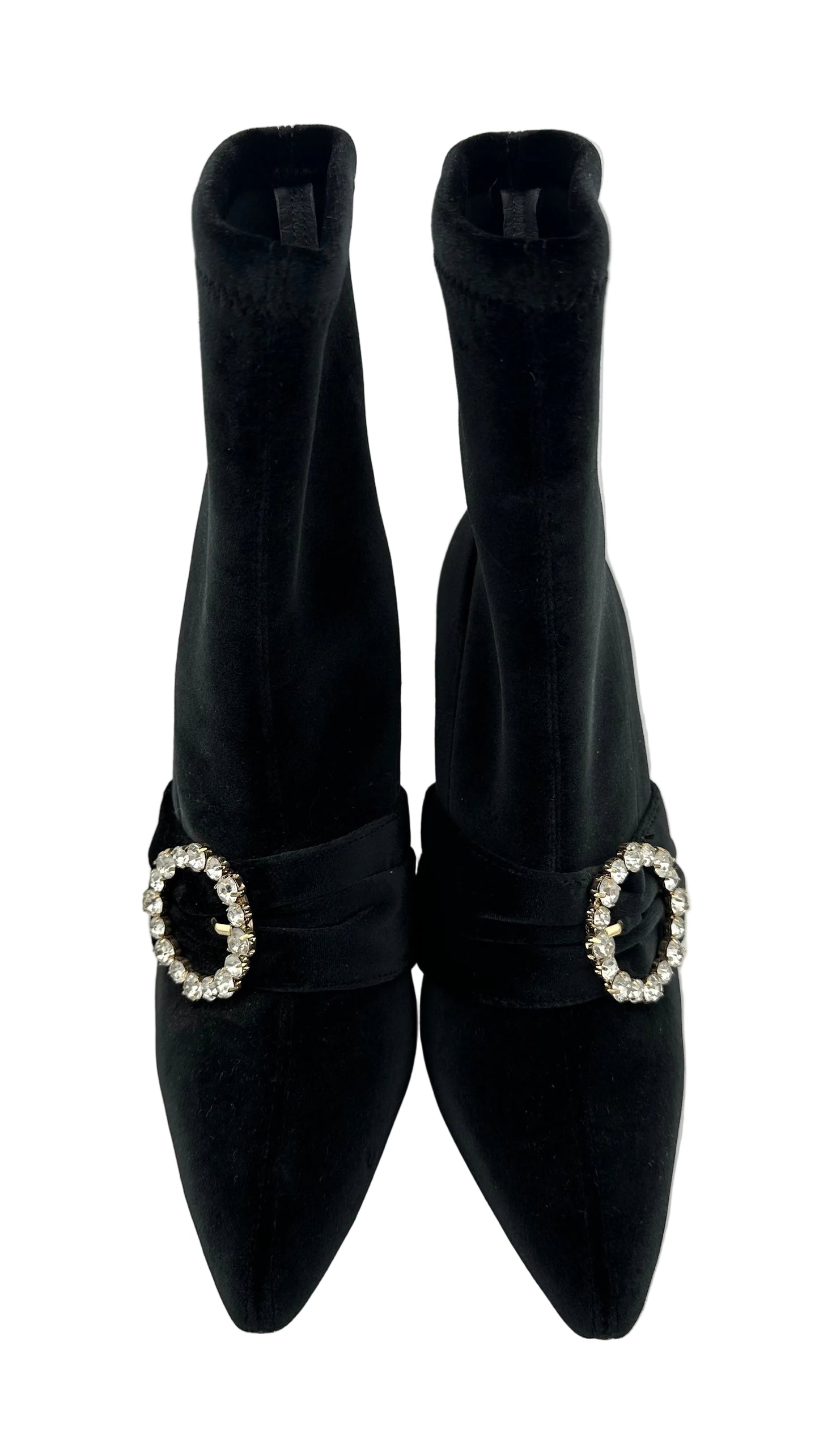 Raye - Black Velvet Jeweled Bootie - 6.5