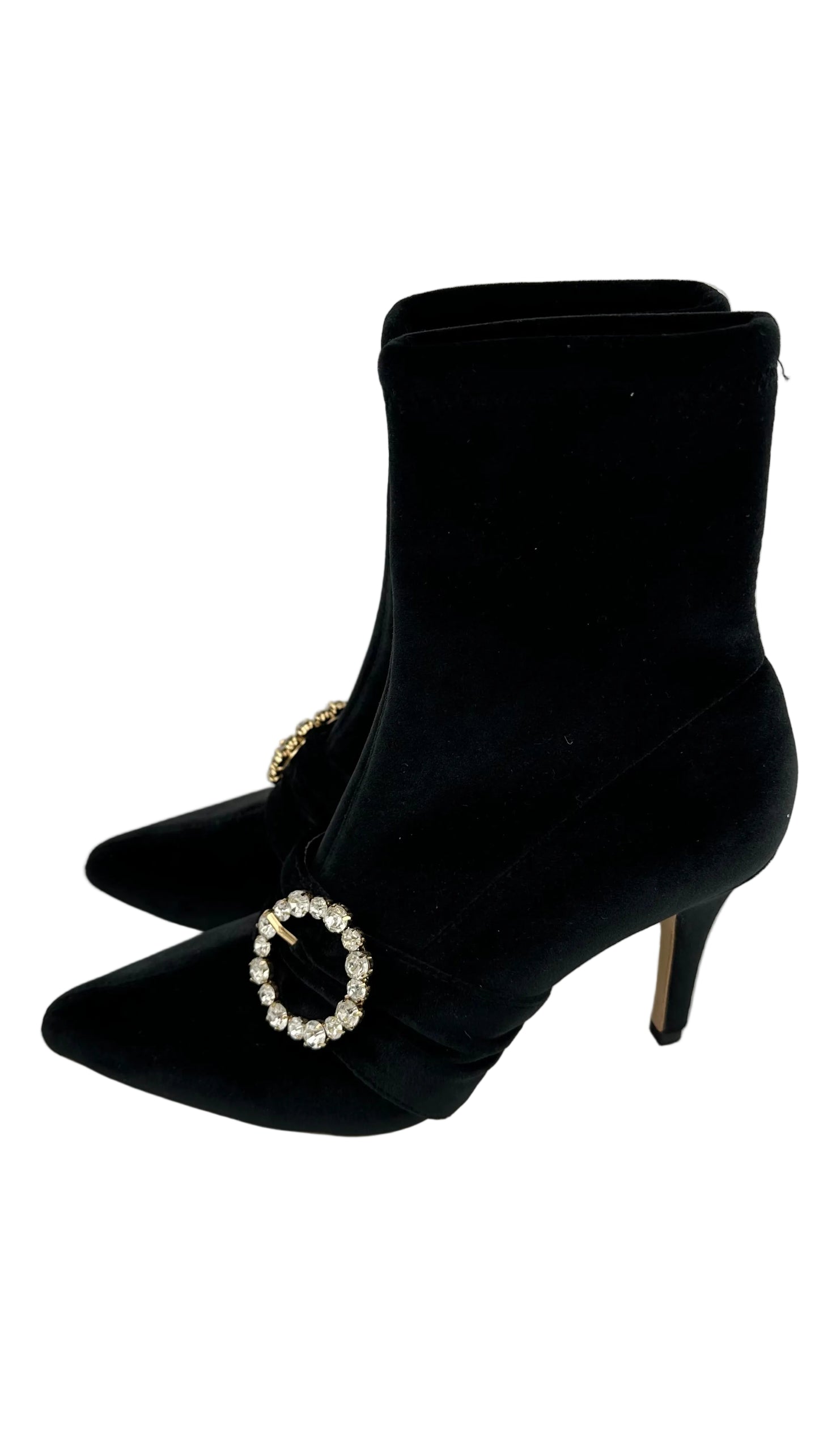 Raye - Black Velvet Jeweled Bootie - 6.5