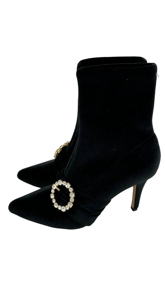 Raye - Black Velvet Jeweled Bootie - 6.5
