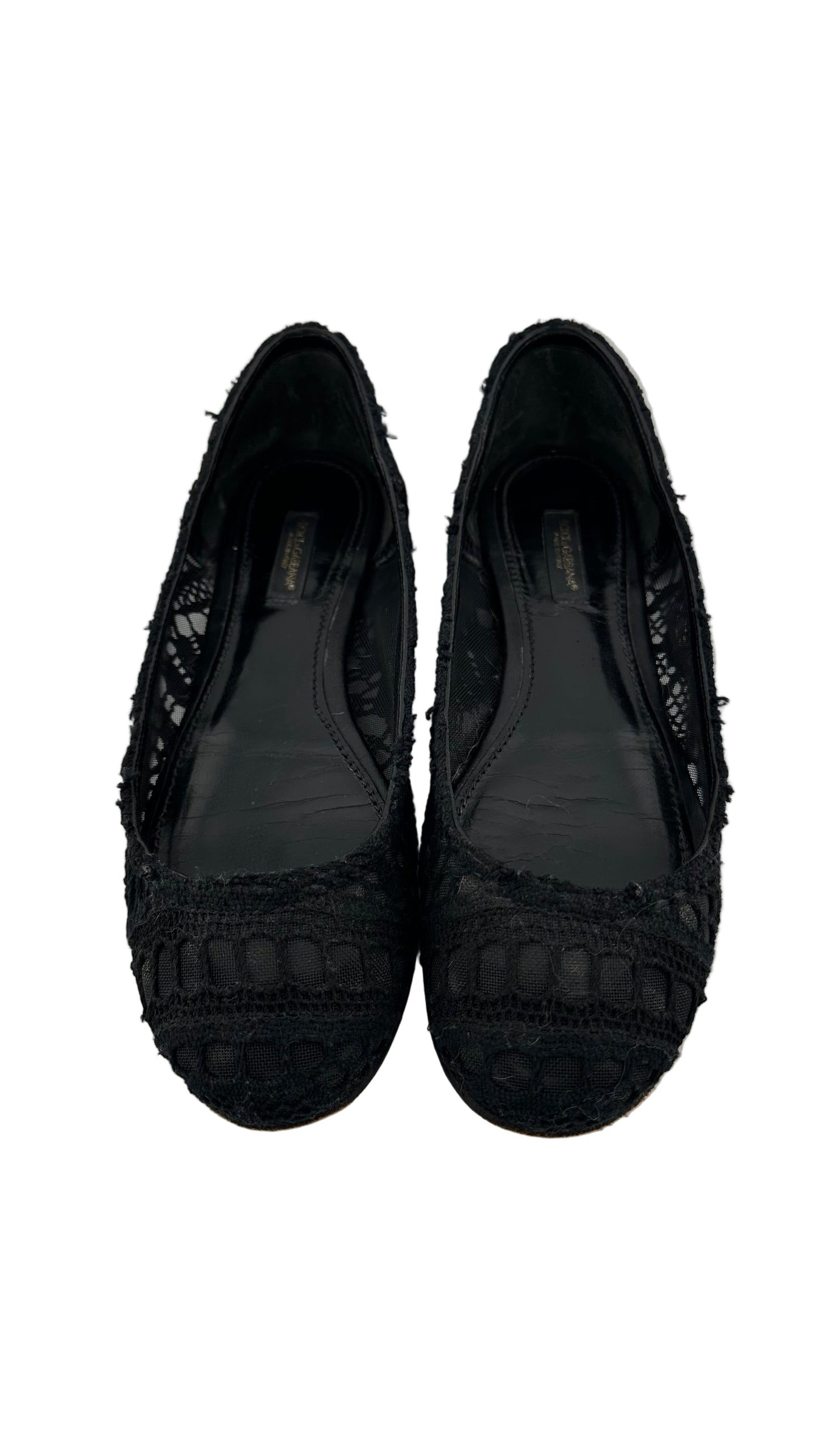DOLCE & GABBANA - Black Lace Flats - 36