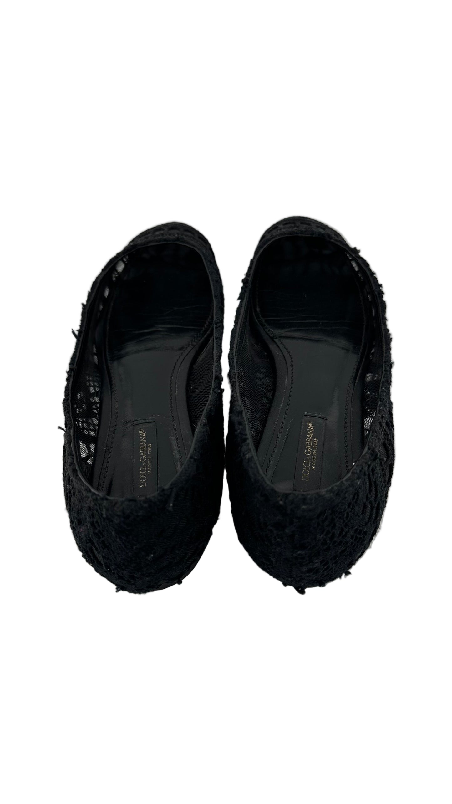 DOLCE & GABBANA - Black Lace Flats - 36