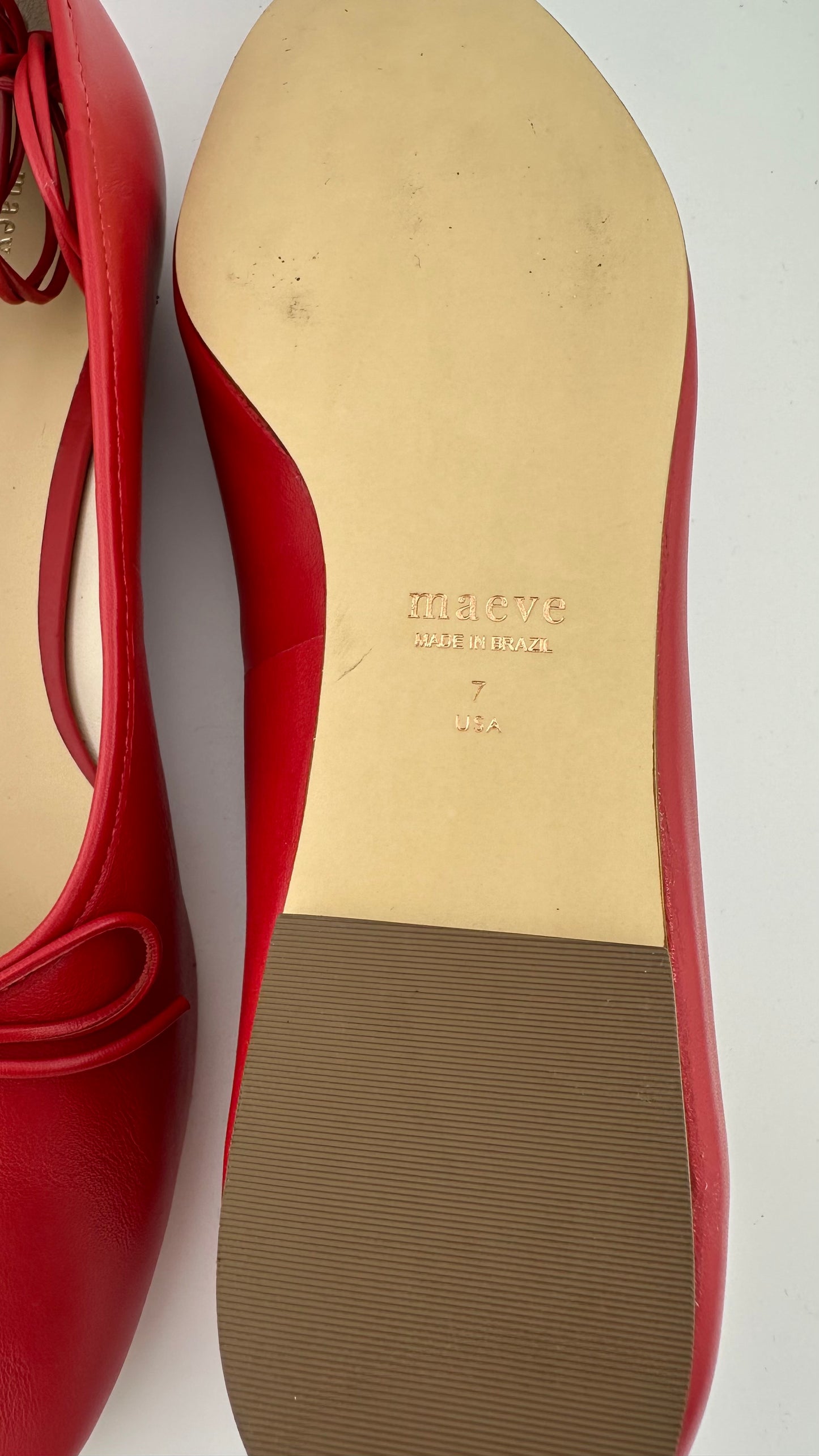 Maeve - Red Leather Flats - 7