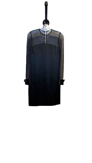 Henri Bendel Black Sheer Panel Dress - S