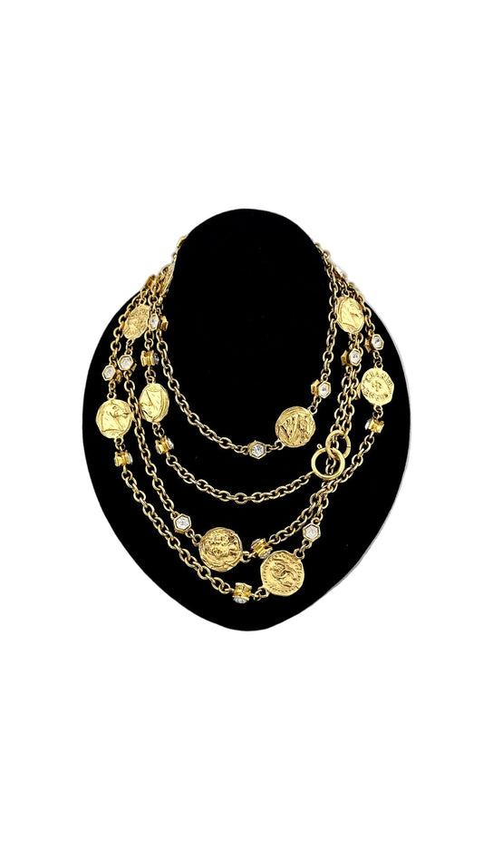 Chanel - 100th Anniversary 2014 Gold Coin Pearl Long Necklace
