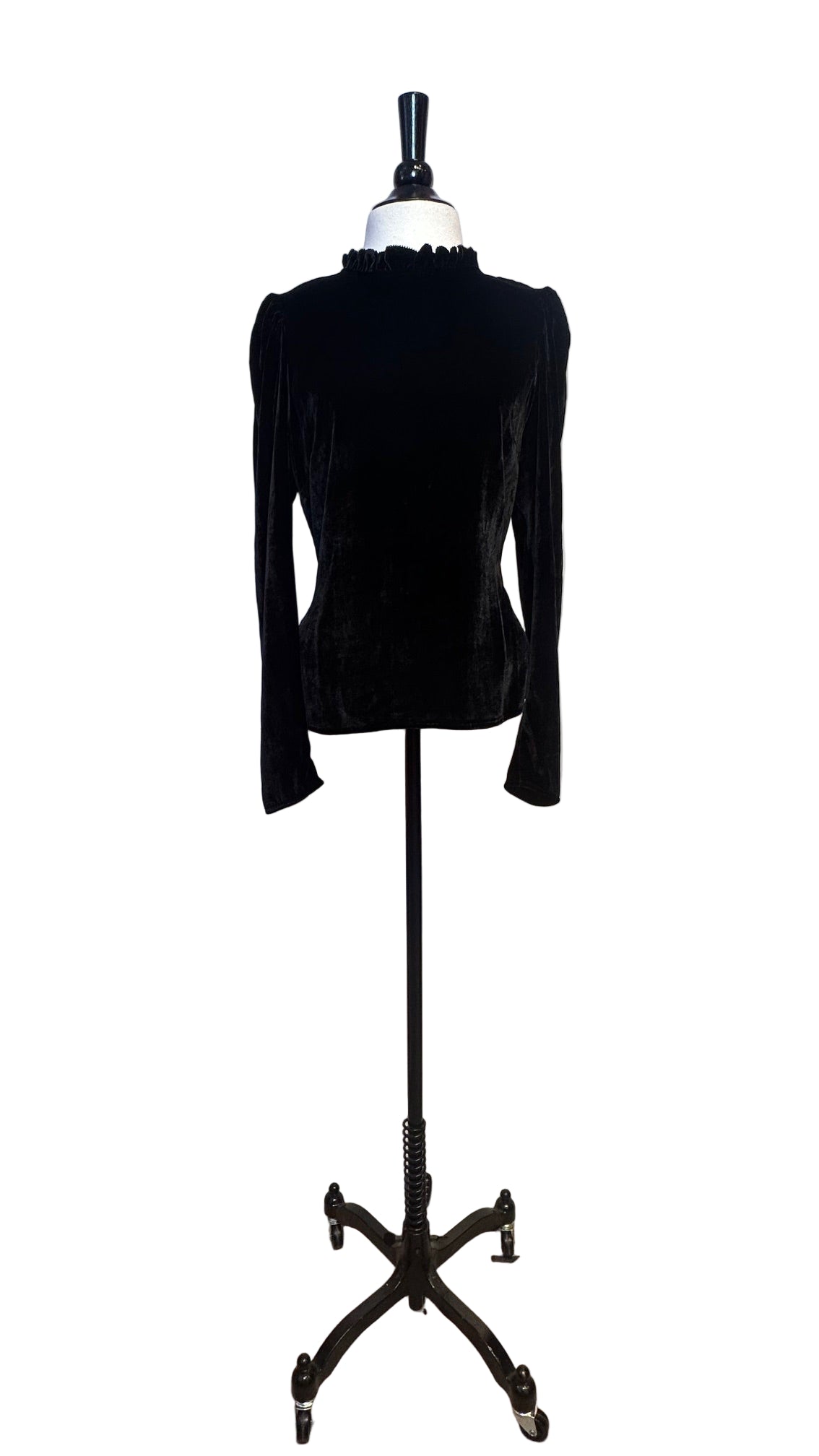 Ulla Johnson - Black Velvet Ruffle Neck LS Top - 10