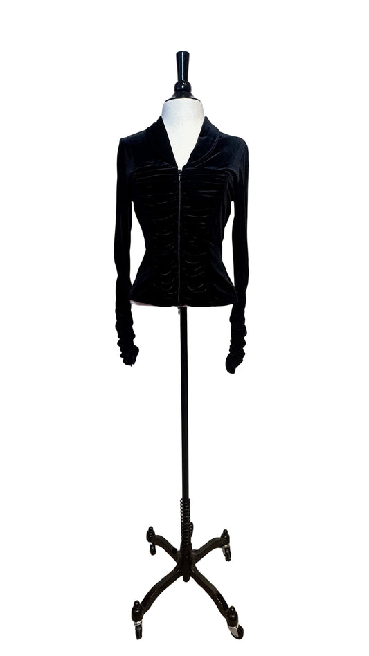Anne Fontaine - Black LS Velvet Zip - L