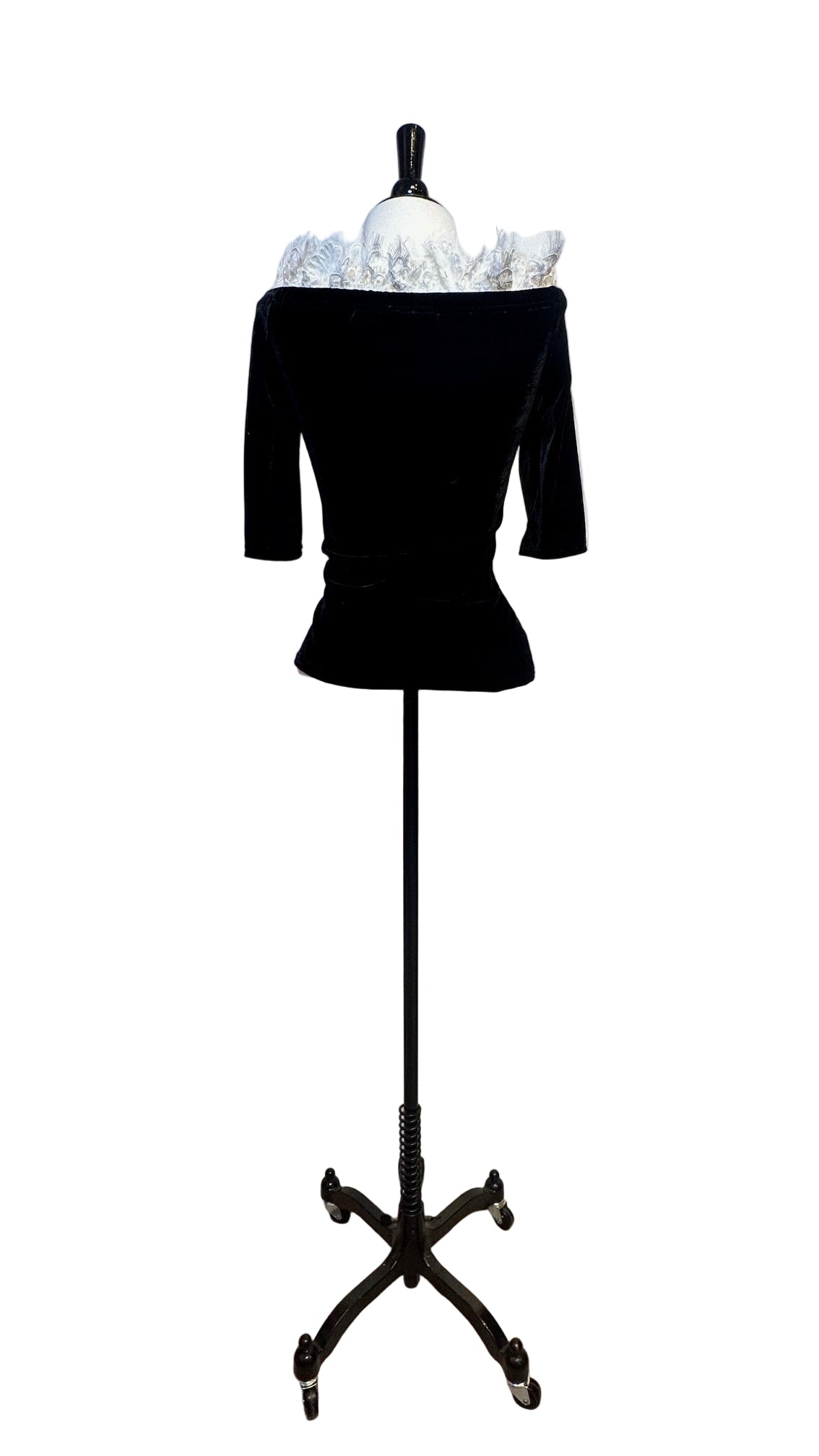 Anne Fontaine - Black Velvet SS White Lace Neckline - 38