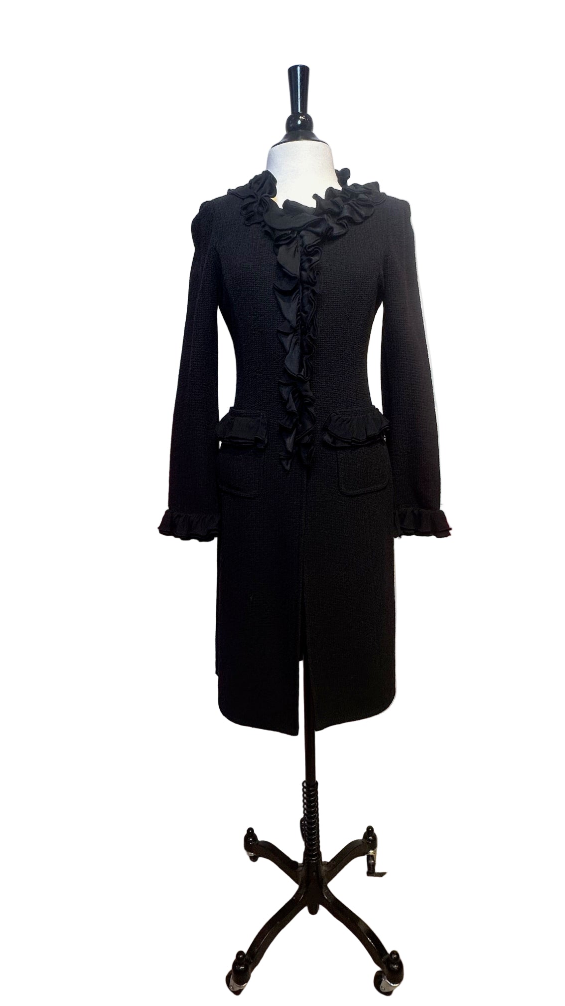 St. John - Black Knit Ruffle Jacket - S