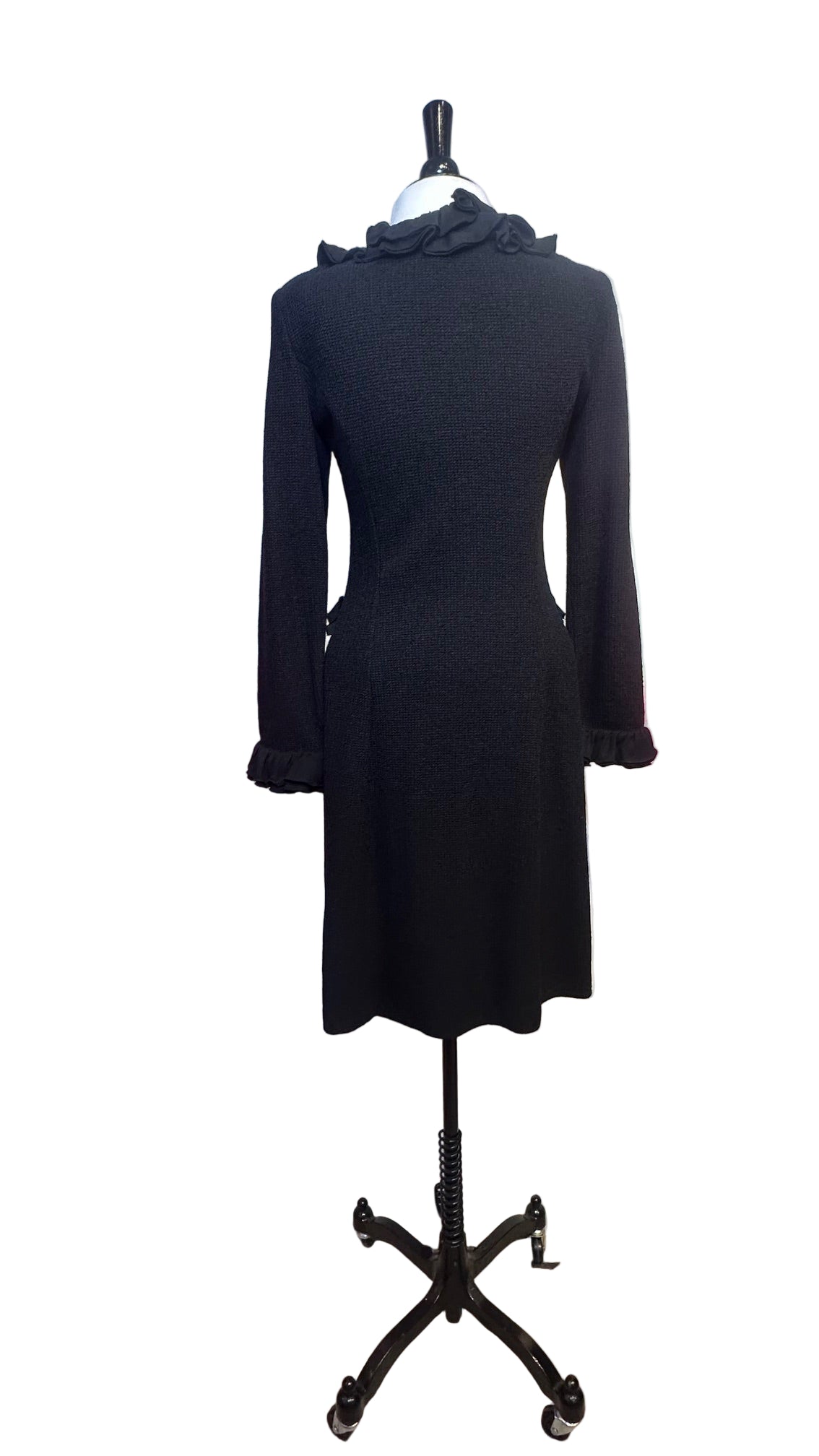 St. John - Black Knit Ruffle Jacket - S