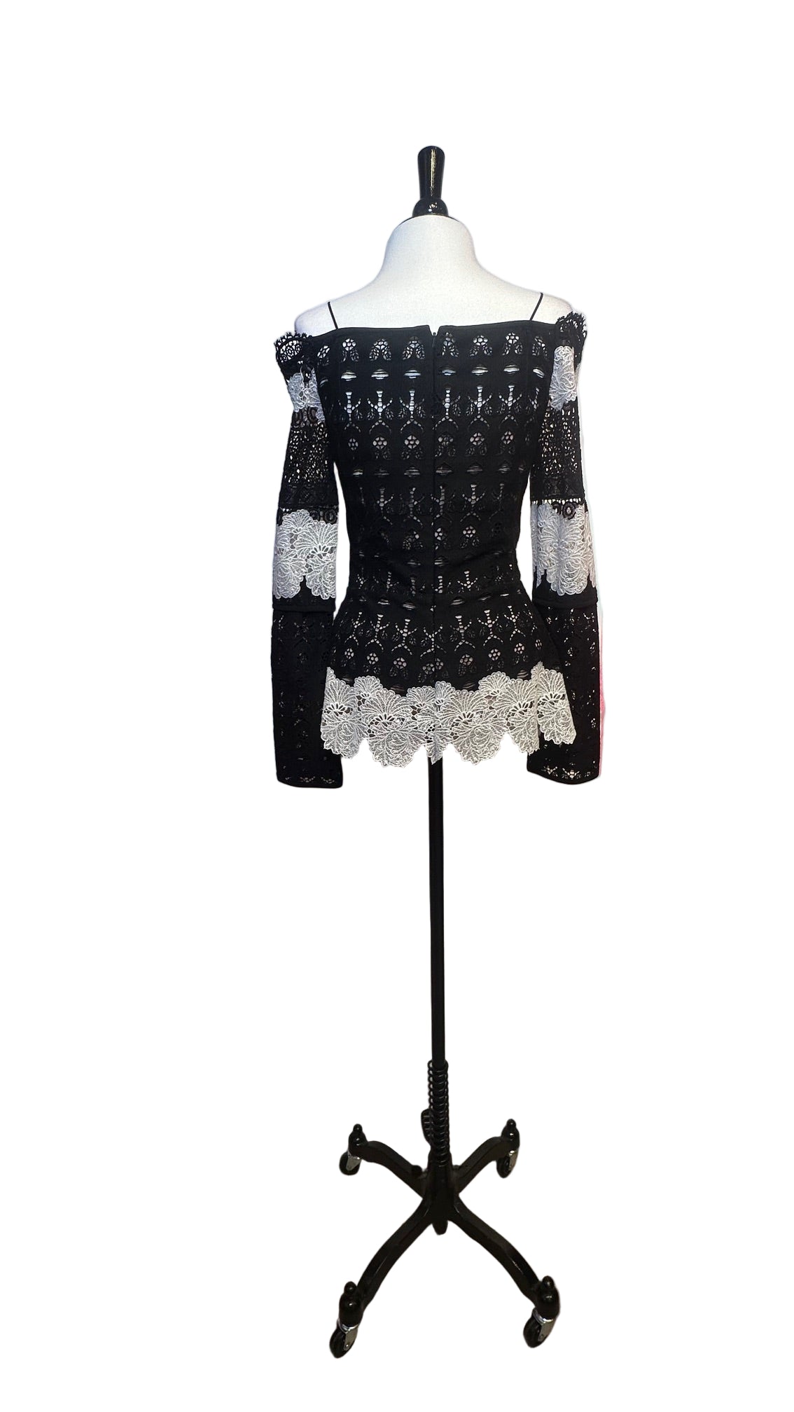 Yagal Azrouel - B&W Lace Off-Shoulder Top - S