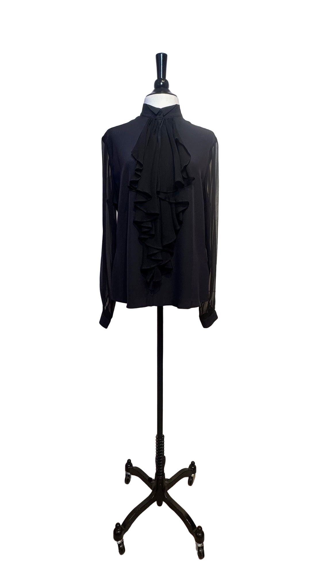 Anne Fontaine - Black Silk Ruffle Top - 44