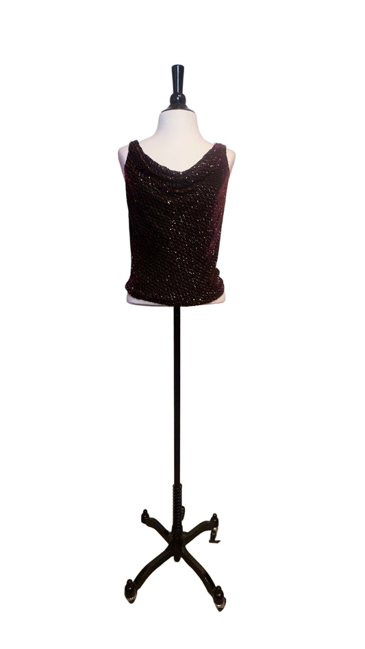 Carmen Marc Valvo - Burgundy Sequin Sleeveless Top - Small