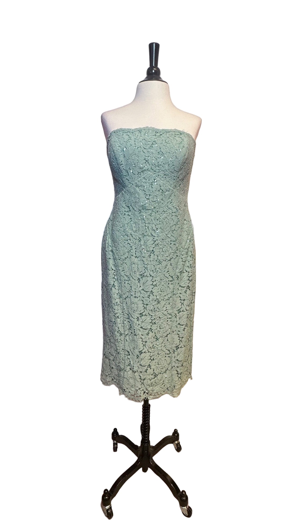 Rene Ruiz Collection - Mint Strapless Lace Sequin Dress - Small