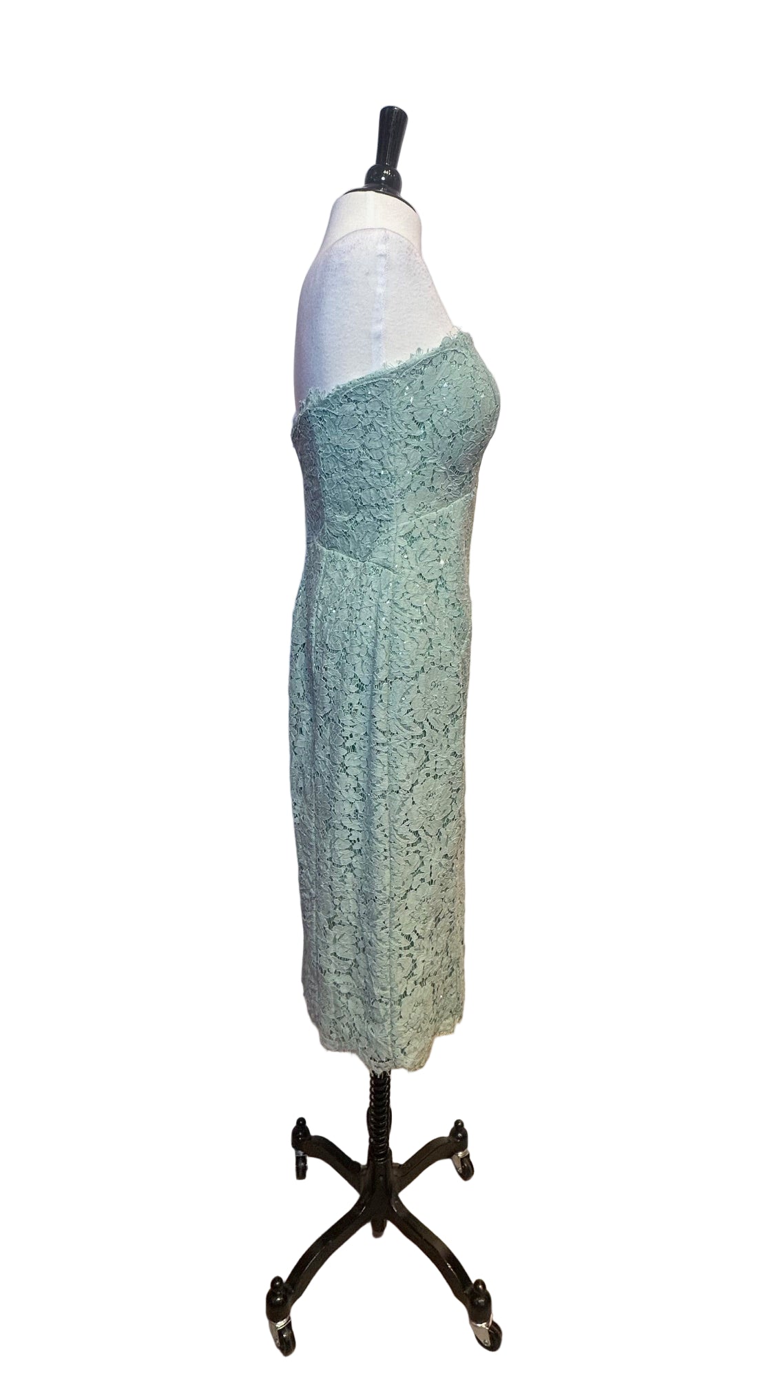 Rene Ruiz Collection - Mint Strapless Lace Sequin Dress - Small