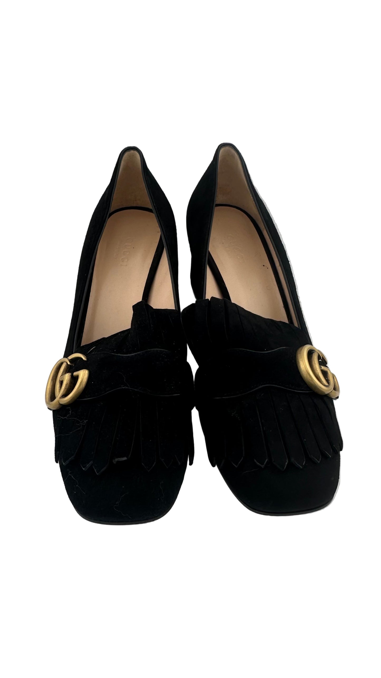 Gucci - Marmont Black Suede Loafer Heel - 38.5