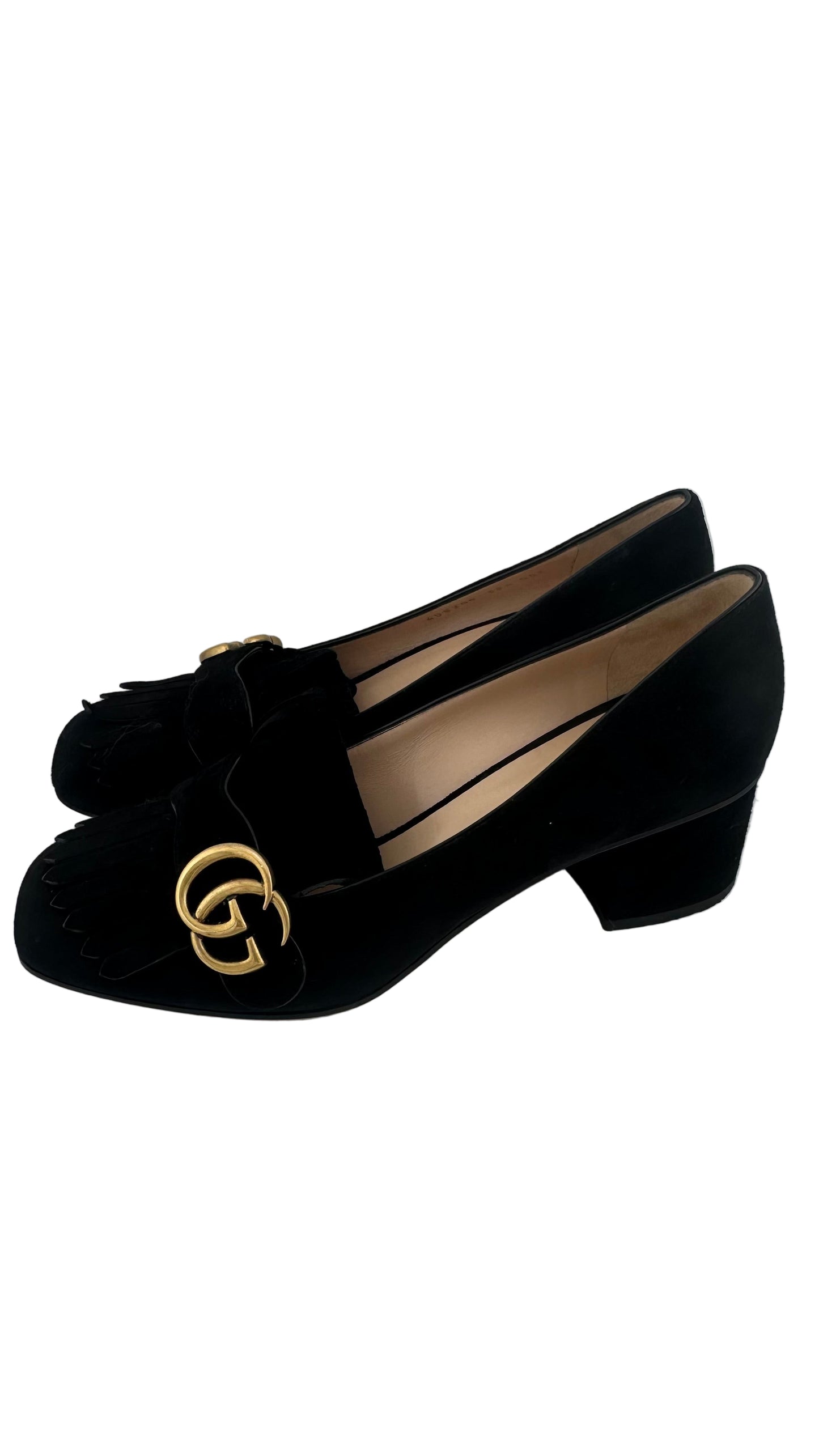 Gucci - Marmont Black Suede Loafer Heel - 38.5