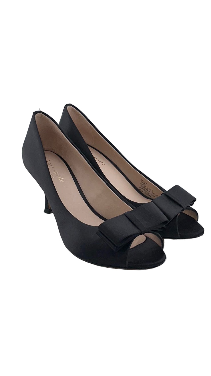 Kate Spade - Black Satin Bow Heel - 6.5