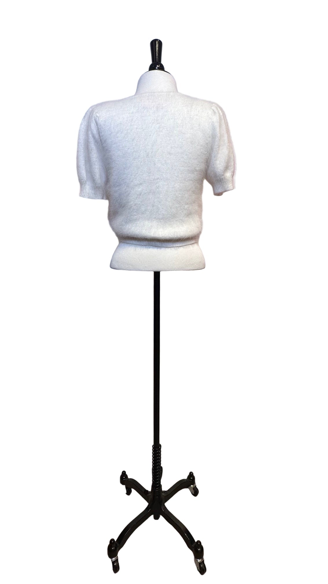 Love Shack Fancy - White Angora Short Sleeve Sweater - X-Small