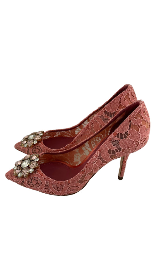 Dolce & Gabbana - Pink Lace Heels - 38.5