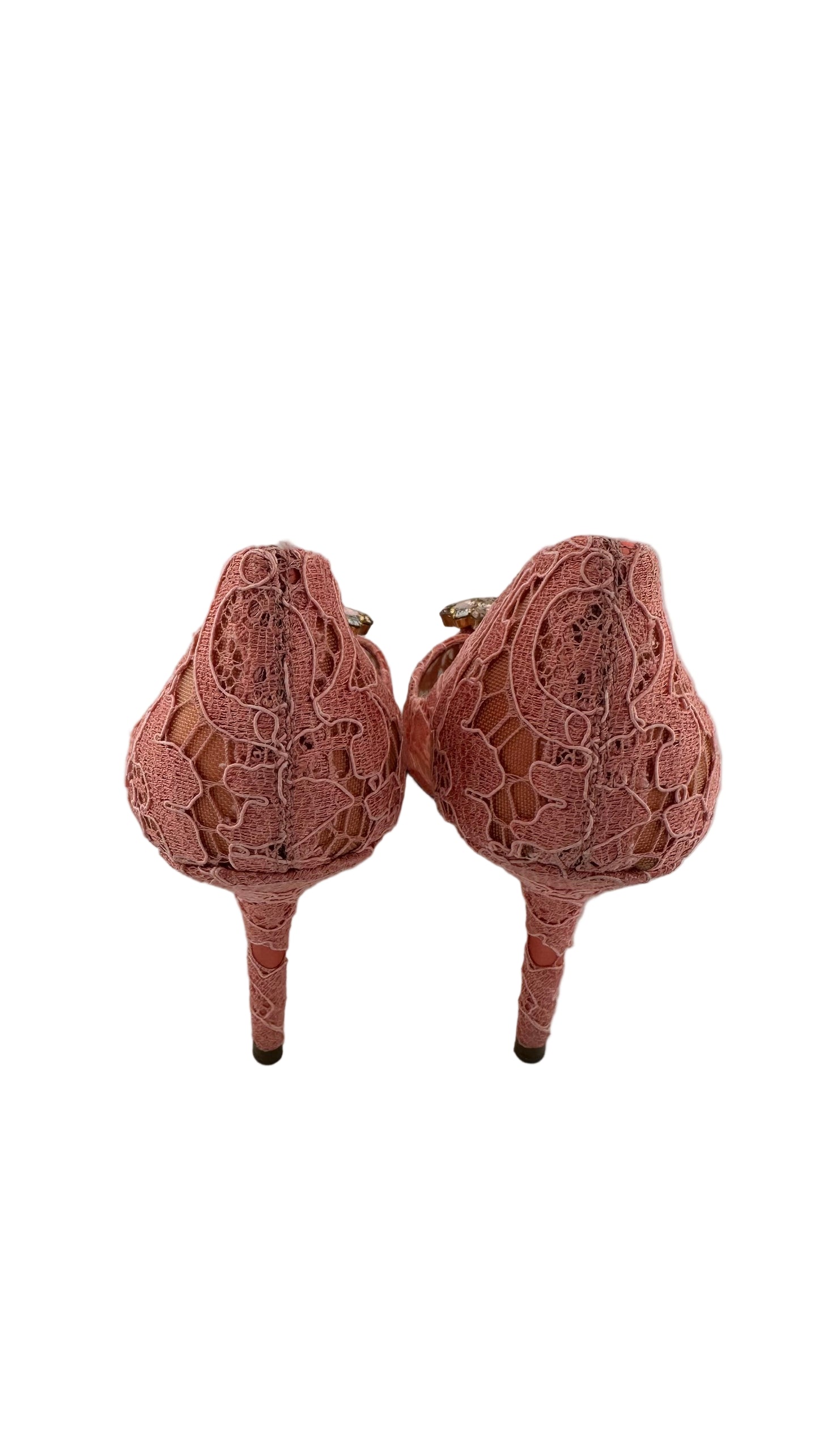 DOLCE & GABBANA - Pink Lace Heels - 38.5