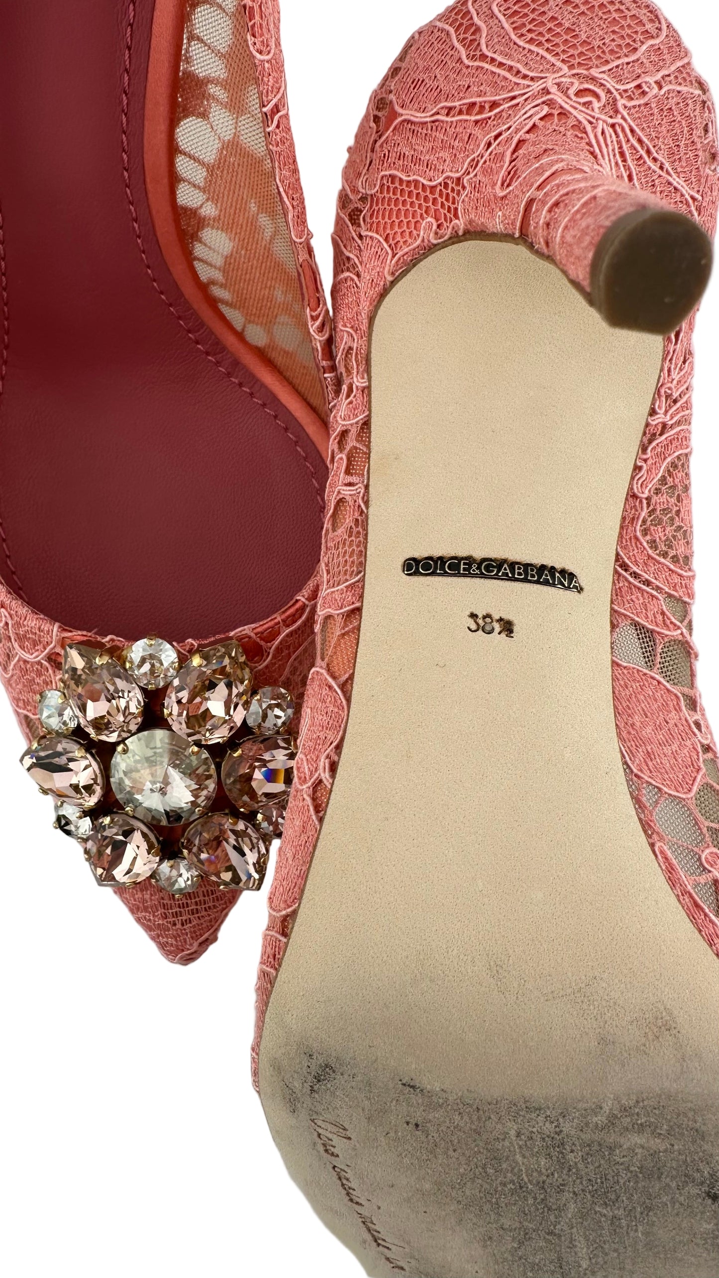 DOLCE & GABBANA - Pink Lace Heels - 38.5