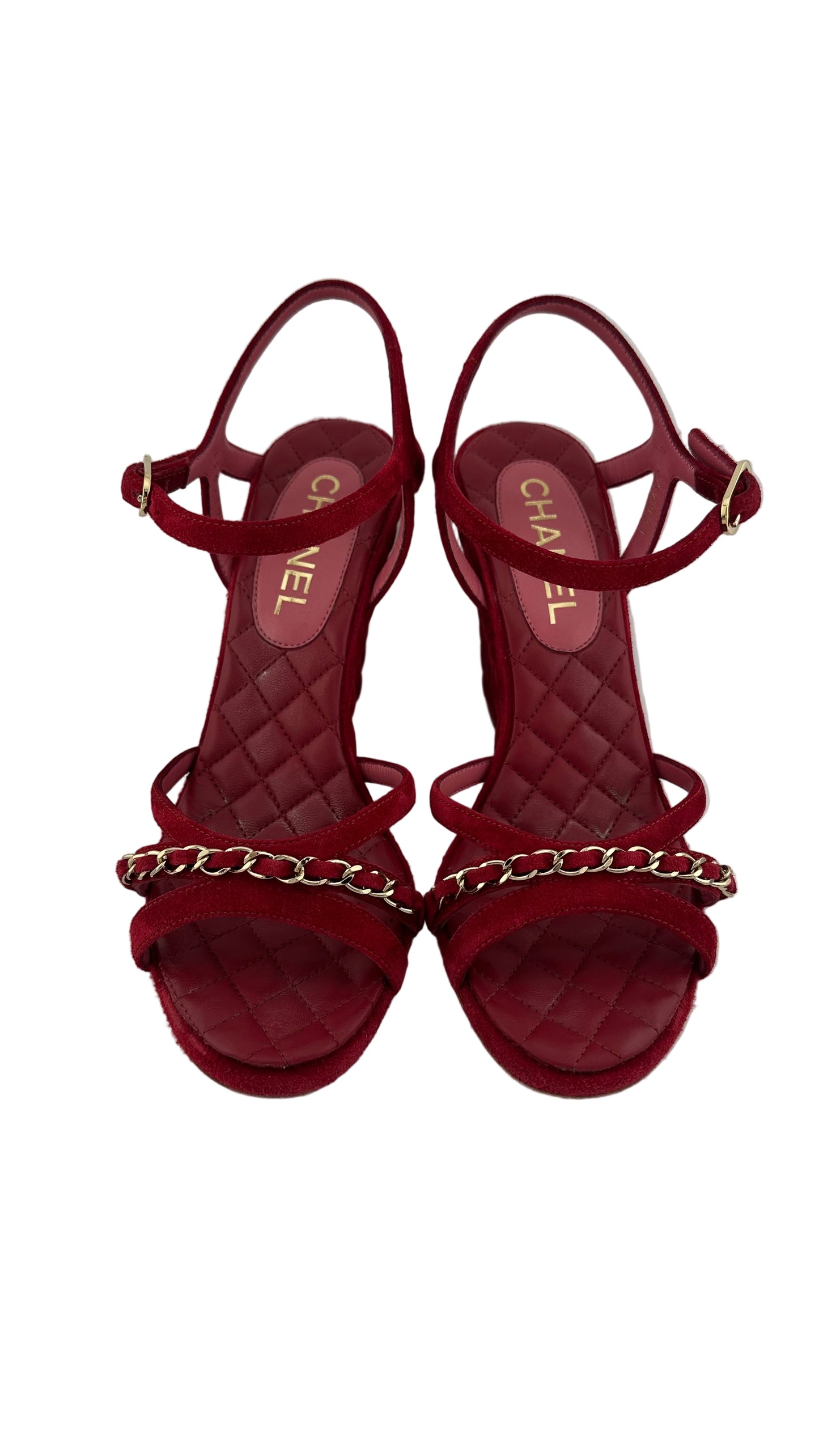 Chanel - Red Quilted Wedge - 38