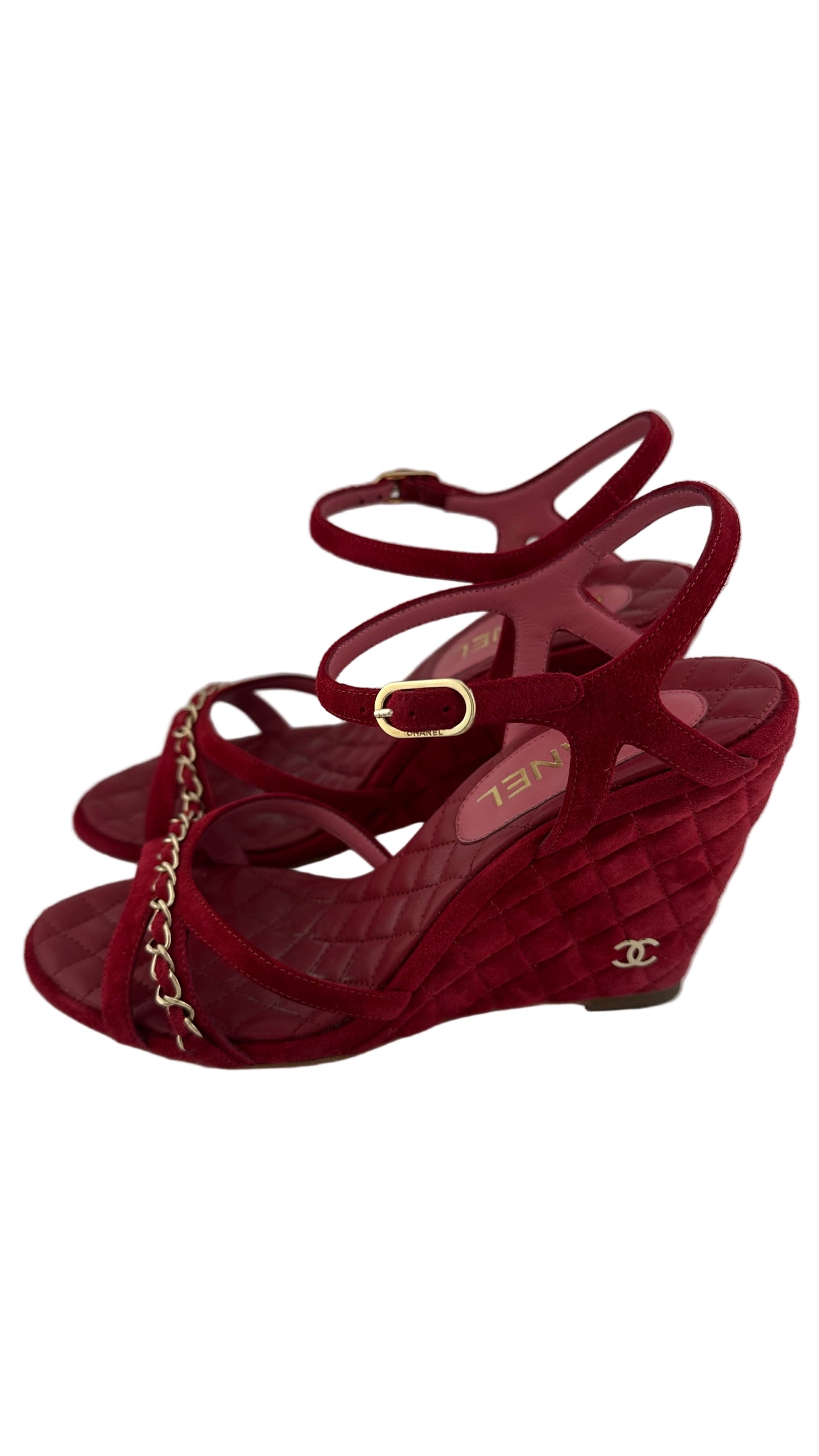 Chanel - Red Quilted Wedge - 38