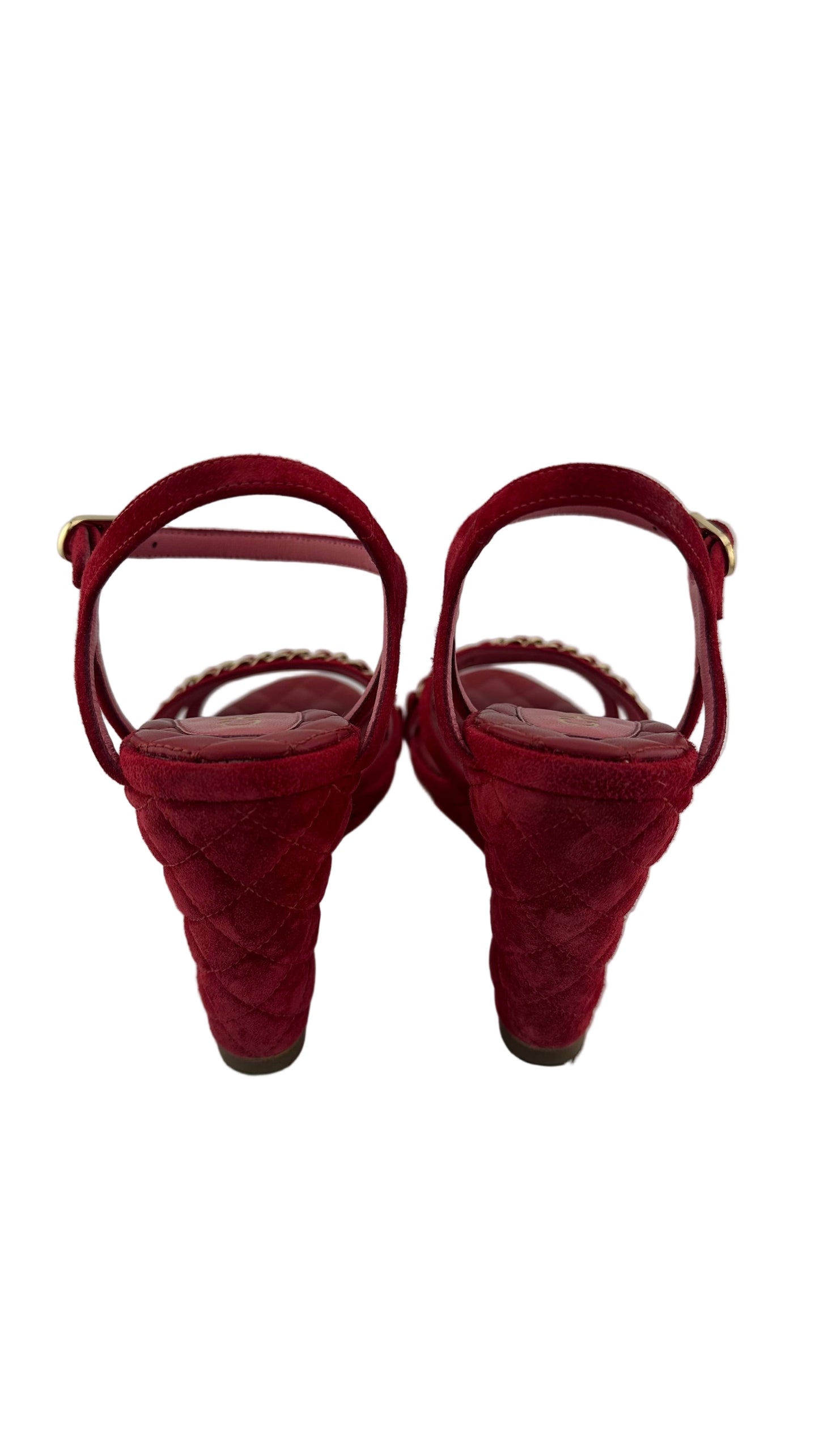 Chanel - Red Quilted Wedge - 38