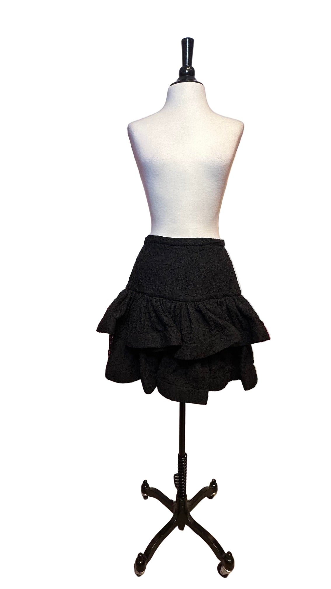 New Arrivals - Black Lace Ruffle Skirt - X-Small
