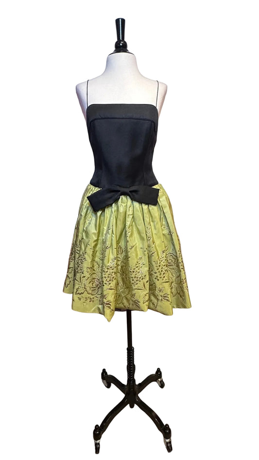 Jenny Packham - Green Black Floral Dress - 38
