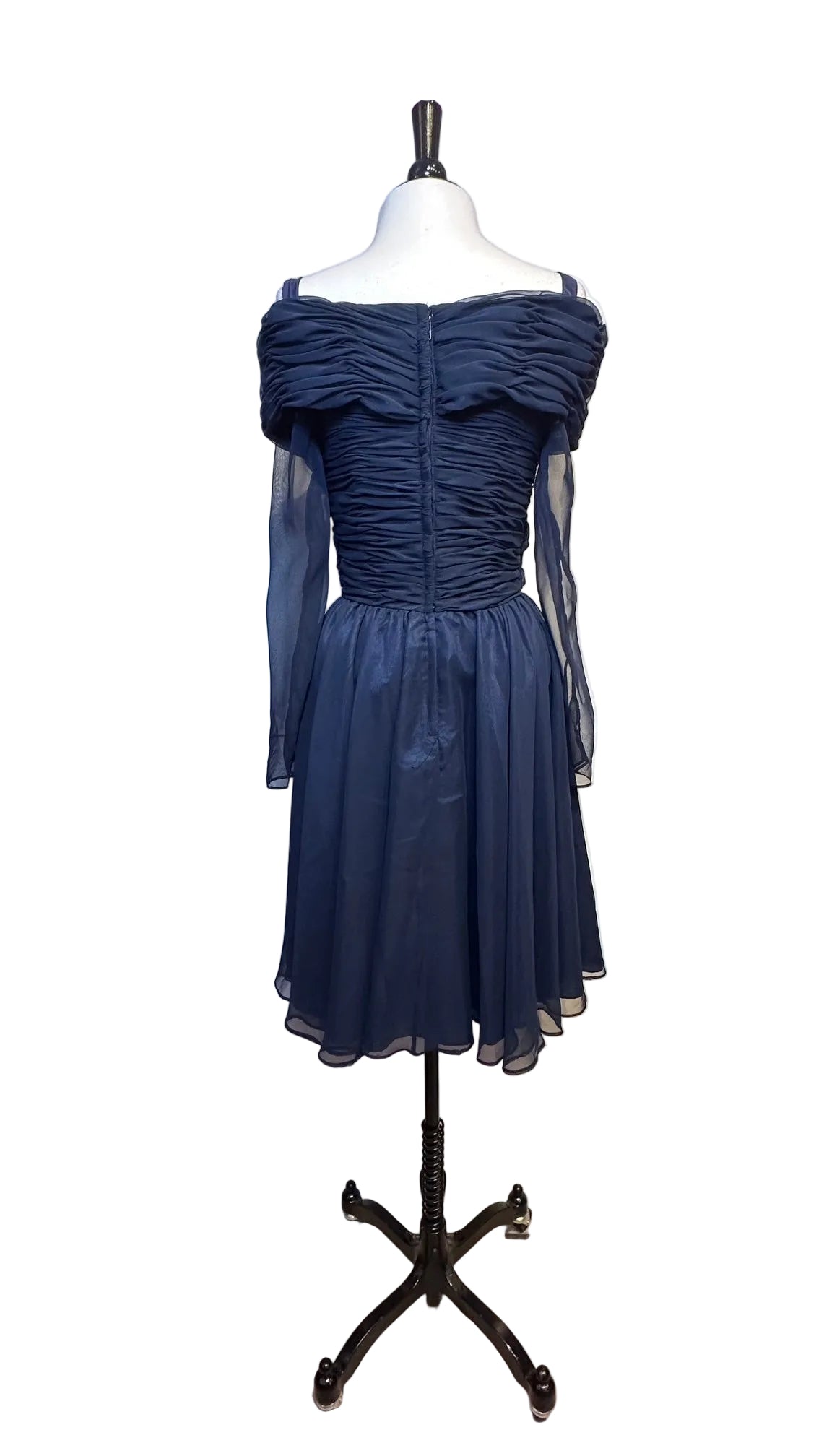 Victor Costa - Blue Ruched Dress - X-Small
