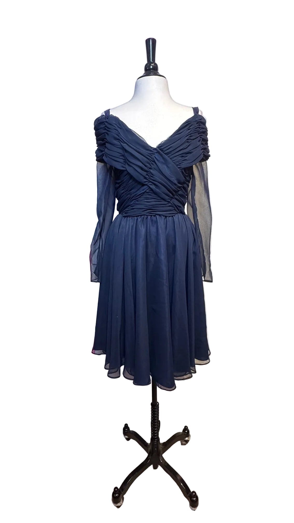 Victor Costa - Blue Ruched Dress - X-Small