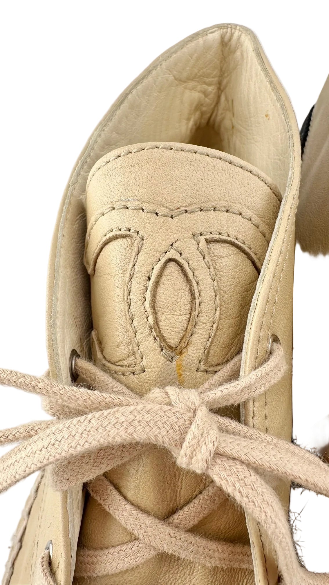 Chanel - Beige Black Leather Espadrilles - 42