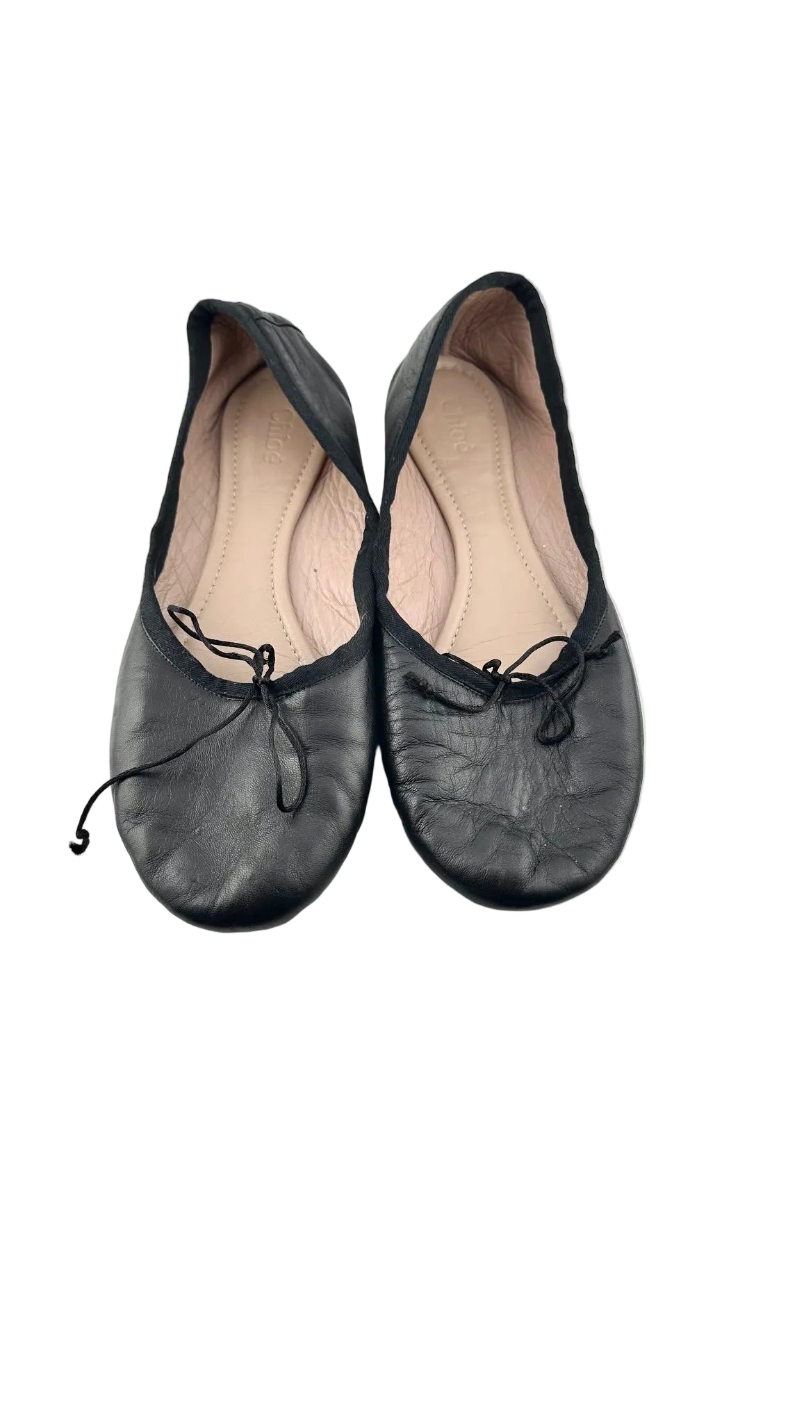 Chloe - Black Leather Flats - 41