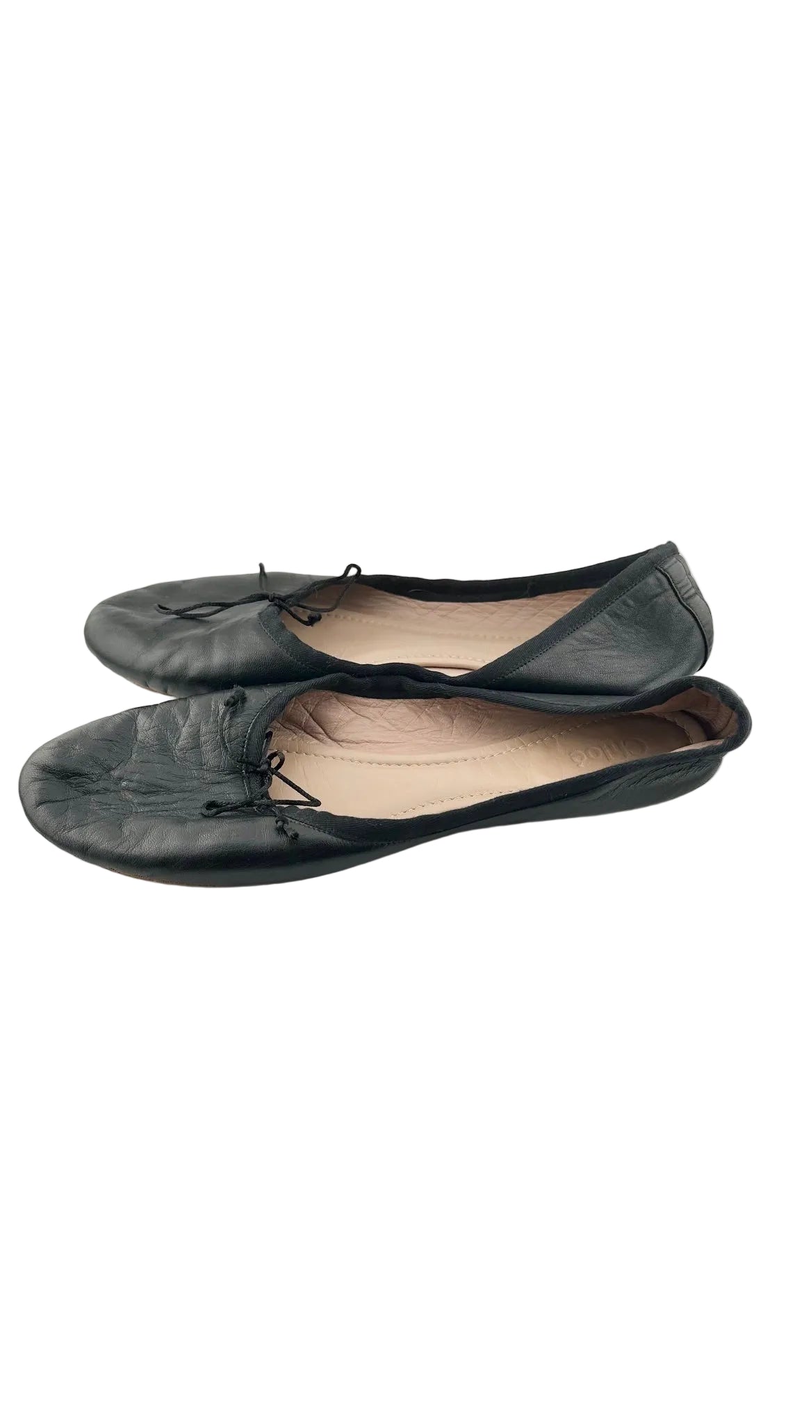Chloe - Black Leather Flats - 41