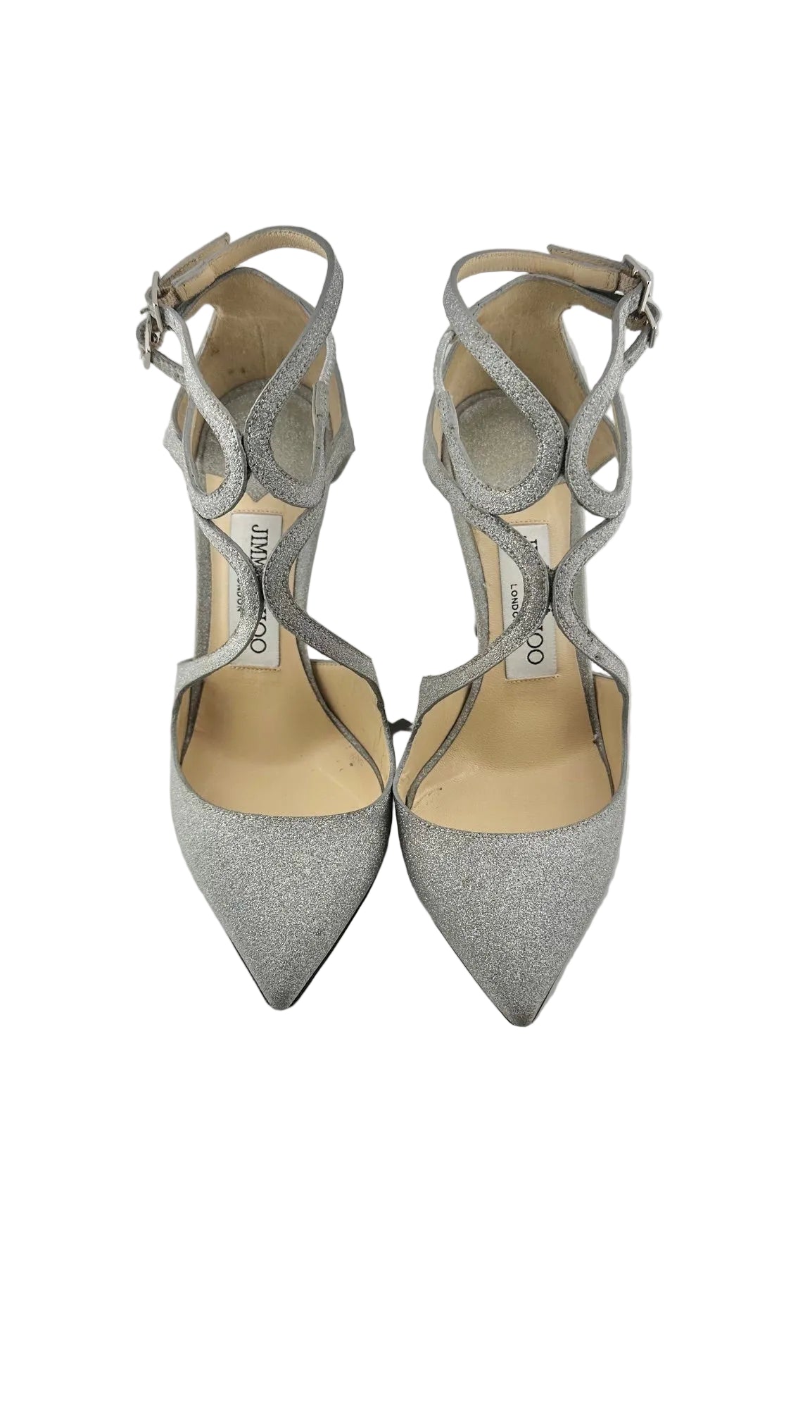Jimmy Choo - Silver Strappy Glitter Heels - 35