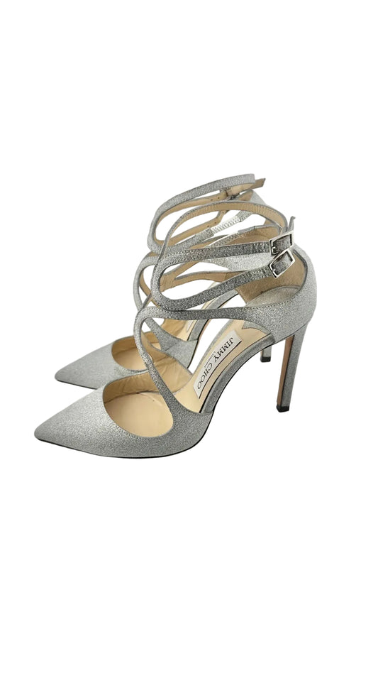 Jimmy Choo - Silver Strappy Glitter Heels - 35