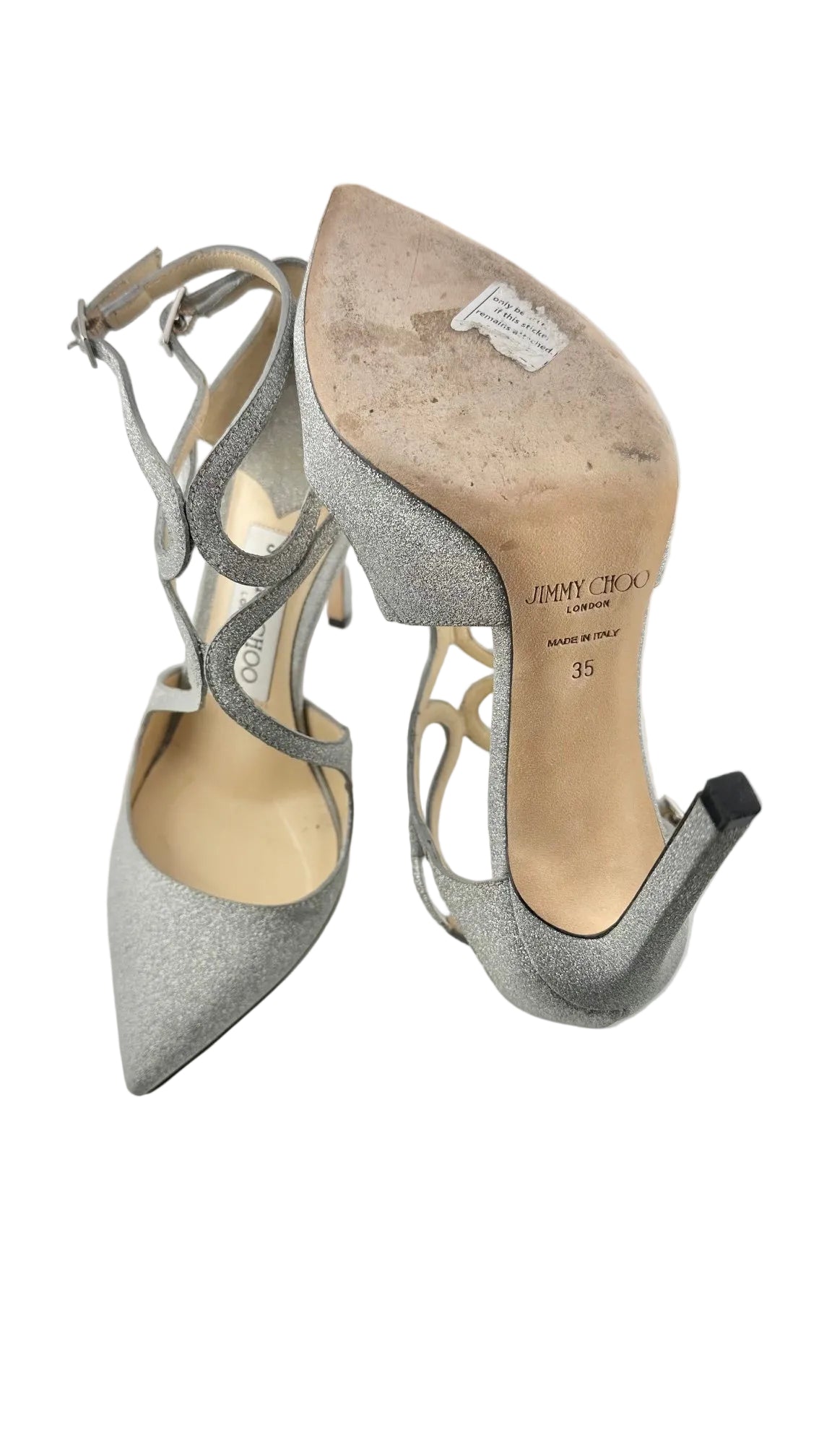 Jimmy Choo - Silver Strappy Glitter Heels - 35