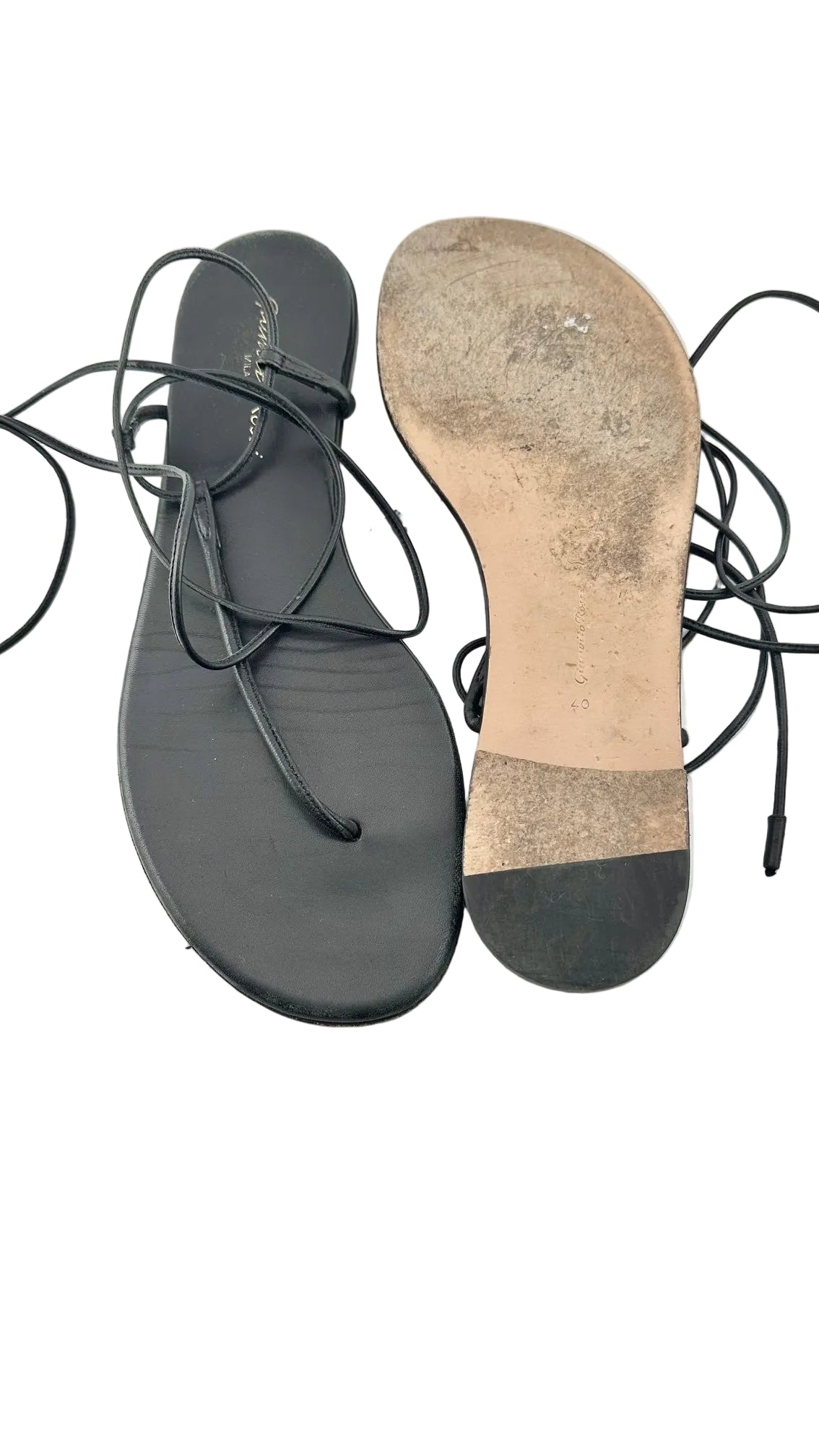 Gianvito Rossi - Black Leather Lace up Sandals - 40