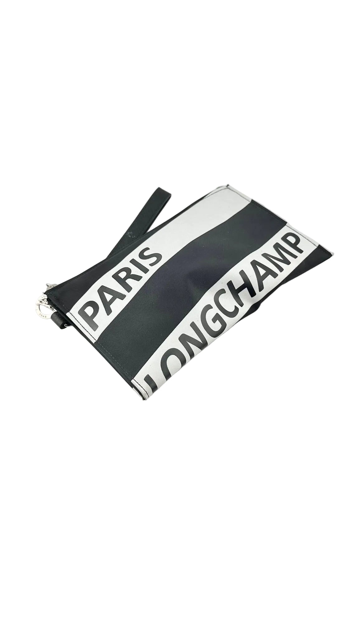 Longchamp Paris - Black And White Logo Wristlet