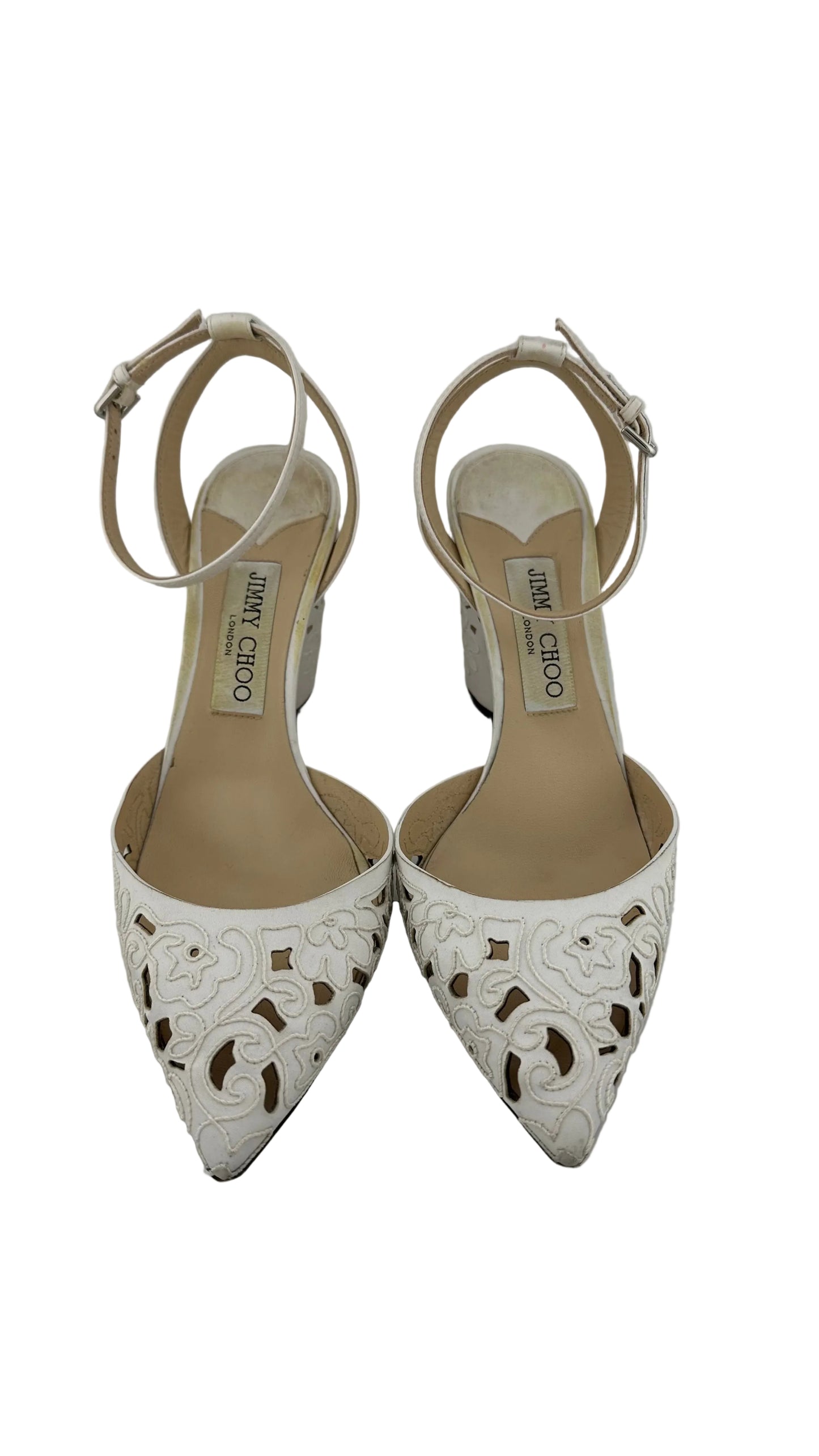 JIMMY CHOO - White Eyelet Heels - 38