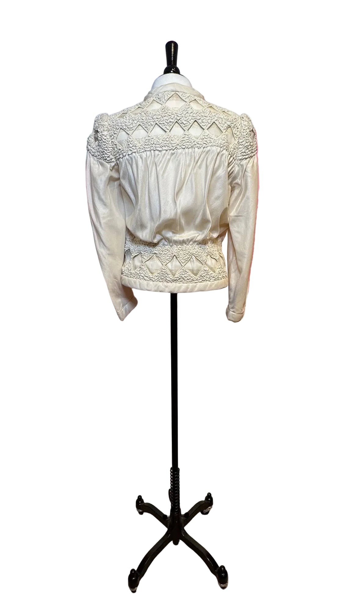 Vintage Cream Pleated Jacket - Small
